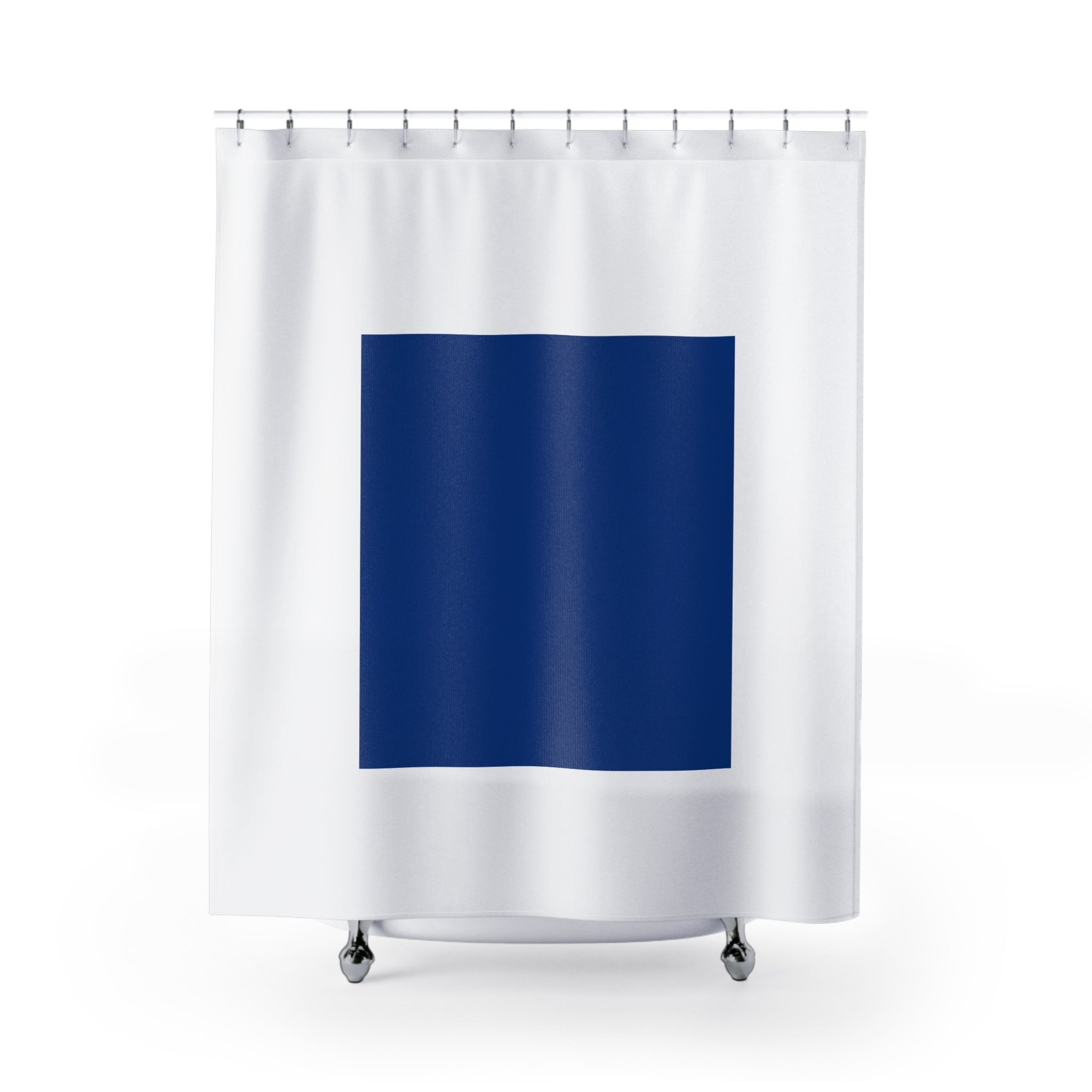 Navy Minimalist Square Shower Curtain — Modern Geometric Bathroom Decor - Creations by Chris and Carlos