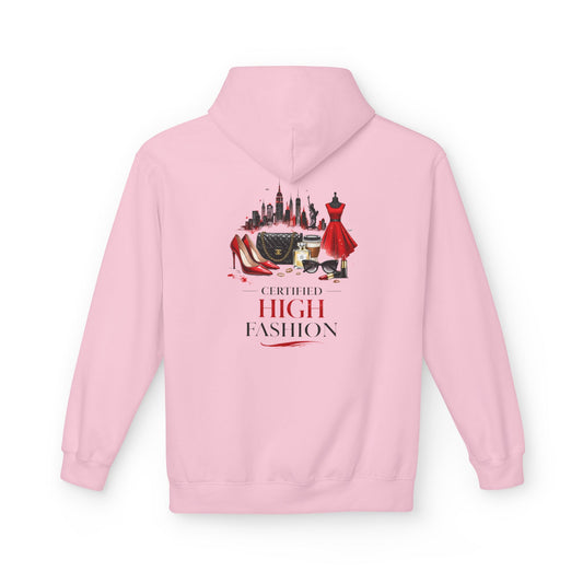 High Fashion Hoodie — "Certified High Fashion" Graphic Pullover - Creations by Chris and Carlos