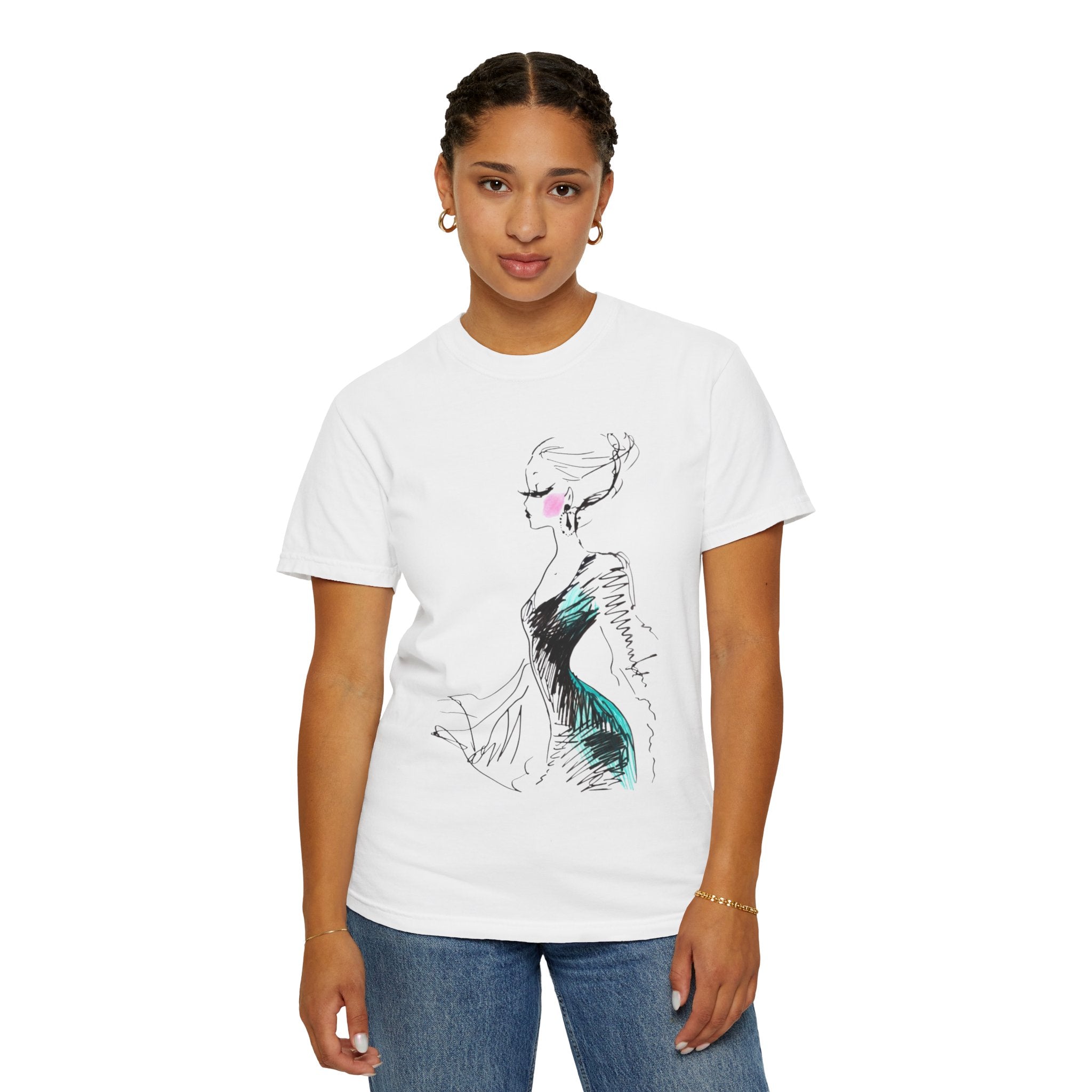 Fashion Sketch T-Shirt – Hand-Drawn Dress Illustration Tee - Creations by Chris and Carlos