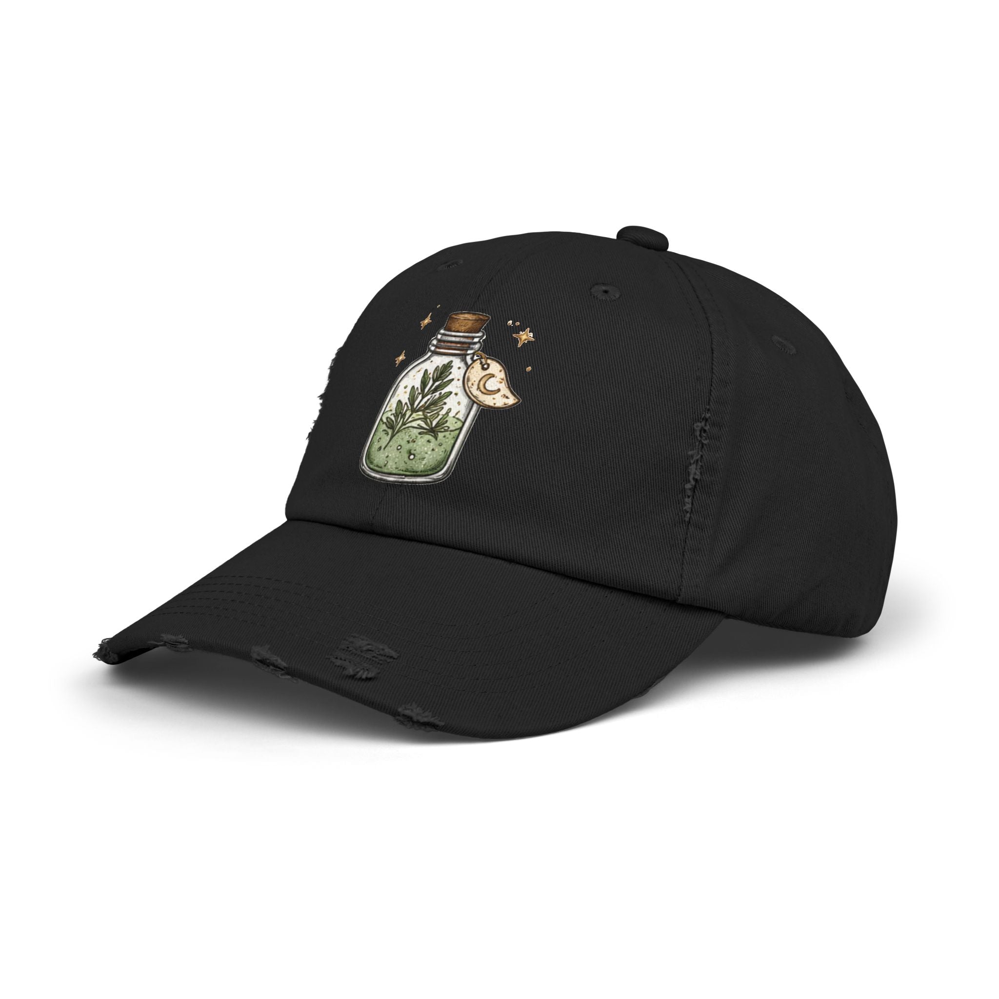 Old Soul Apothecary Distressed Black Cap — Mushroom & Herb Bottle Patch - Creations by Chris and Carlos