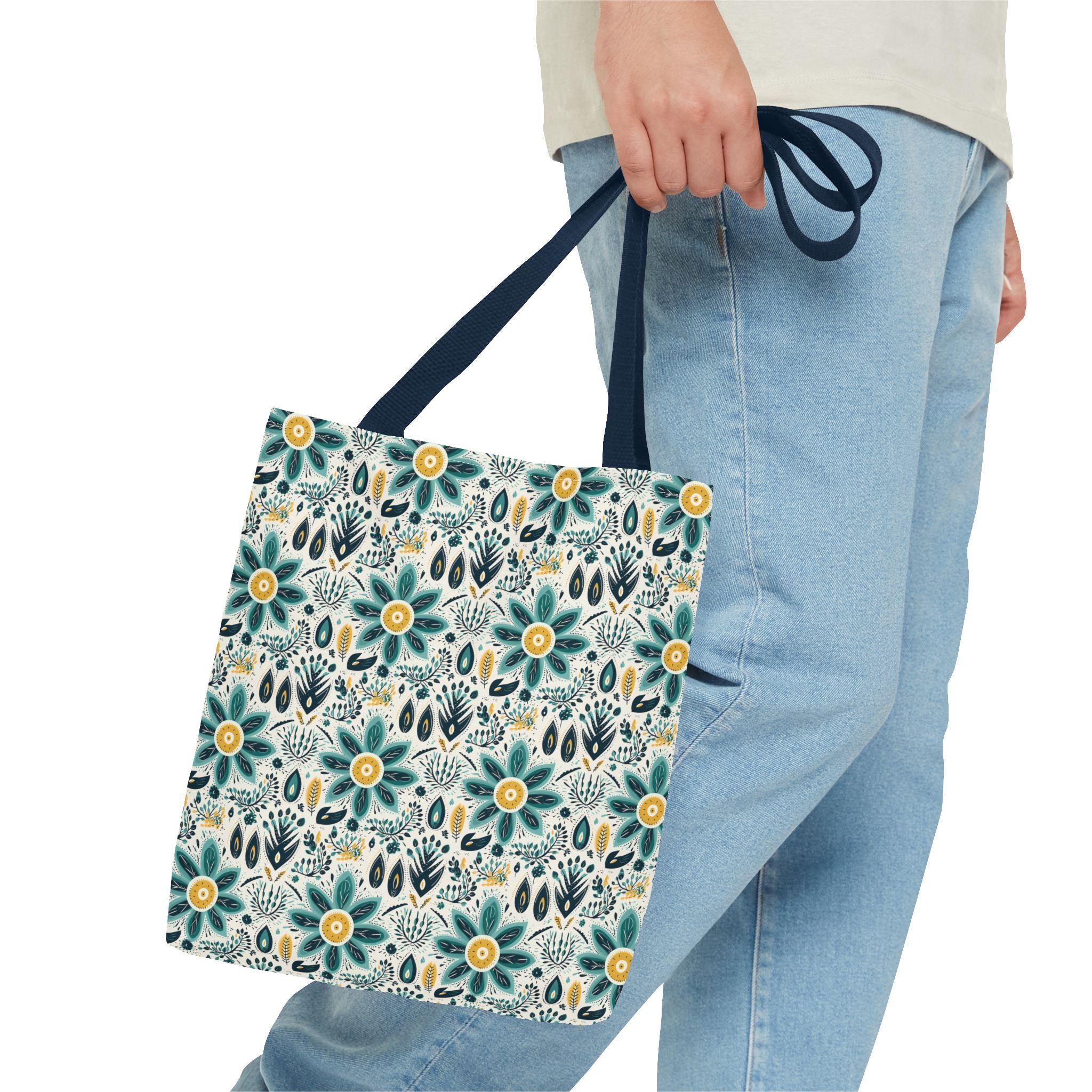 Sol y Alegría (Sun and Joy) Collection- Cactus Succulent Pattern Microfiber Blanket Soft Velveteen Throw for Home & Garden Lovers Floral Folk Art Tote Bag — Teal & Mustard All-Over Print - Creations by Chris and Carlos