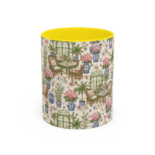 Botanical Garden Accent Coffee Mug — Pink Interior Floral Tea Room Design - Creations by Chris and Carlos