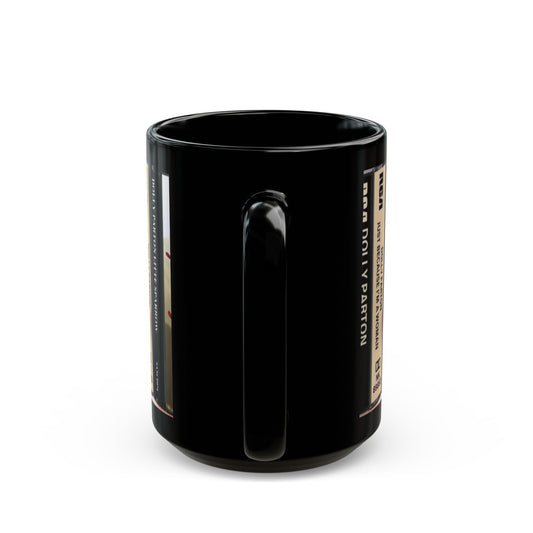 Dolly Parton Cassette Tape Spine Black Mug — Retro Music Coffee Cup (11oz/15oz) - Creations by Chris and Carlos