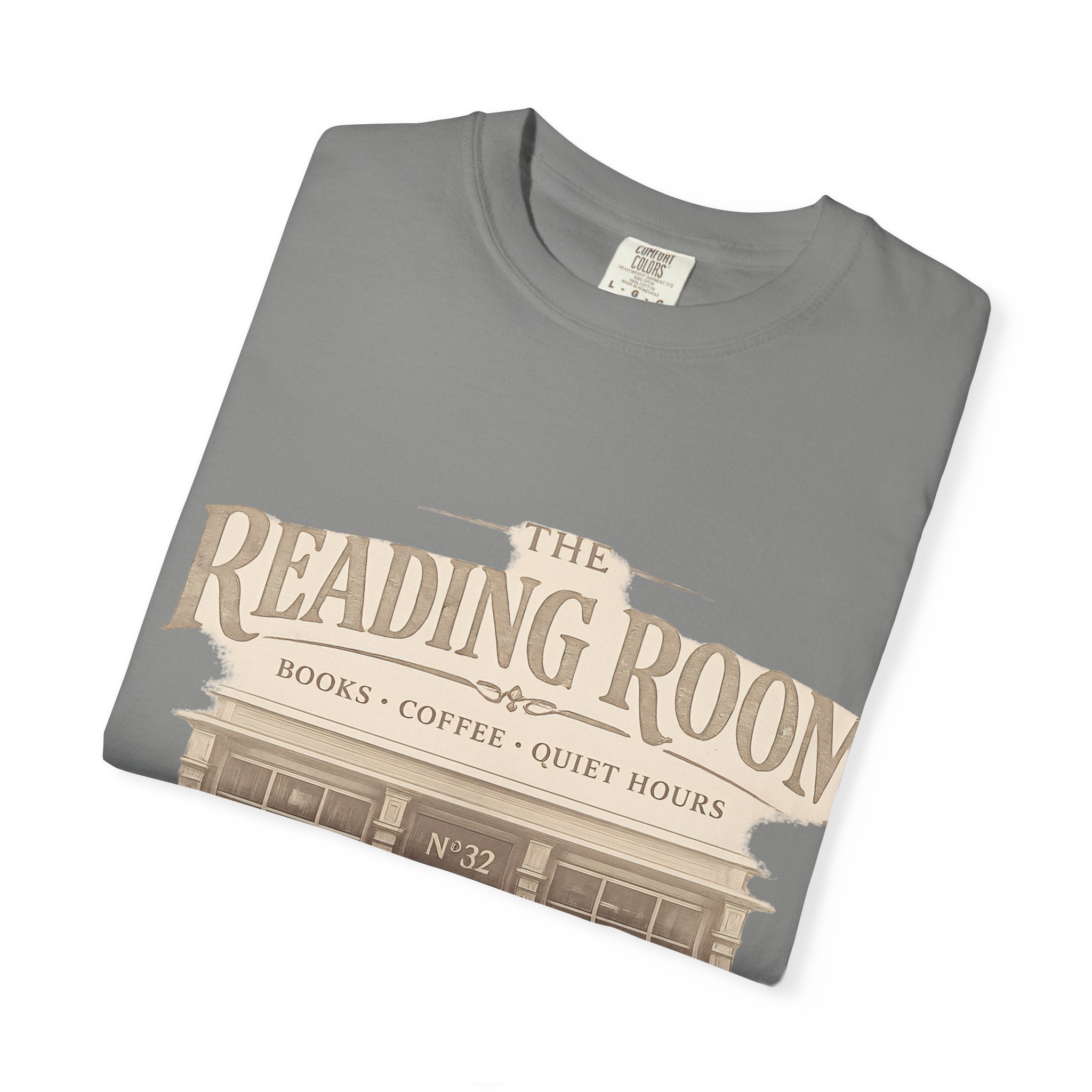 Reading Room T-Shirt – Vintage Bookshop Cafe Graphic Tee ("The Reading Room") - Creations by Chris and Carlos