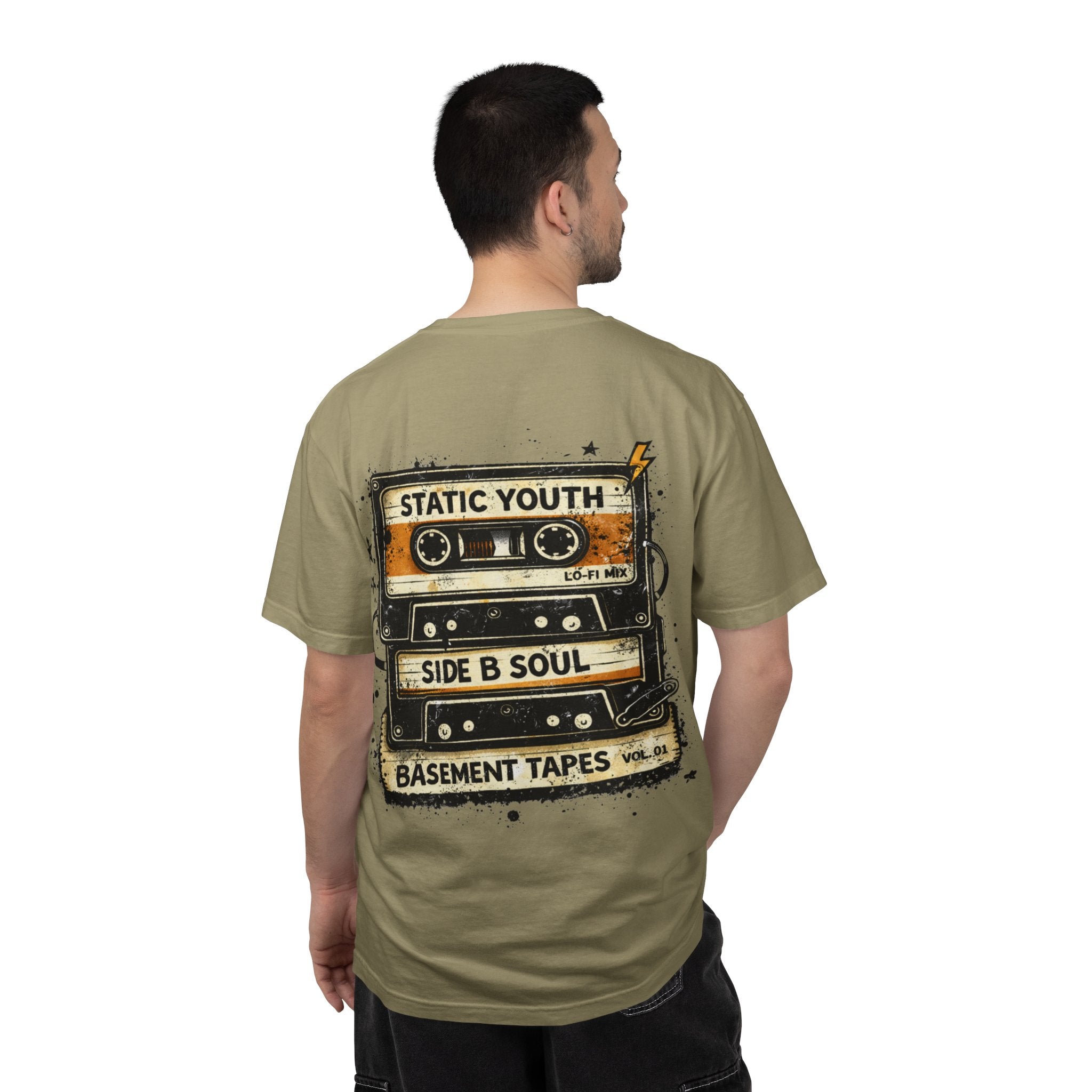 Basement Tapes Retro Cassette T-Shirt — "Static Youth / Side B Soul" - Creations by Chris and Carlos