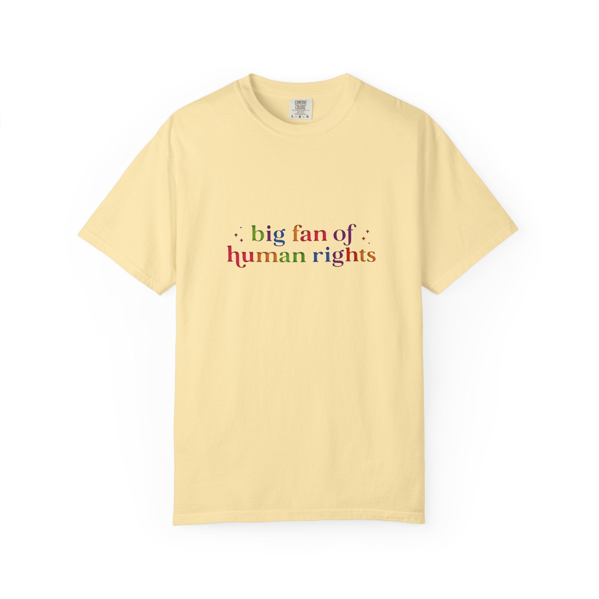 T-Shirt — "Big Fan of Human Rights" Graphic Tee (Equality & Activism Icons) - Creations by Chris and Carlos
