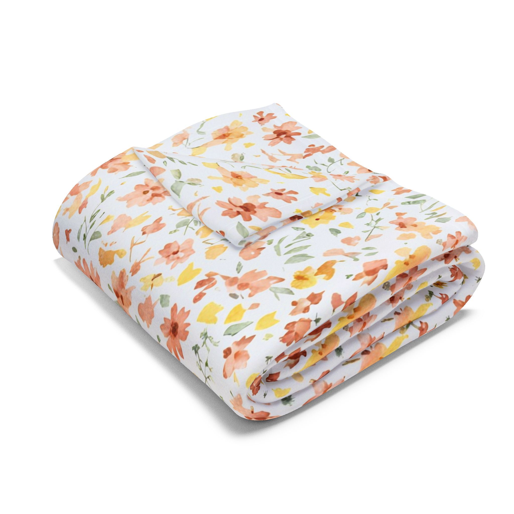 The Artisanal Flora Gallery Floral Fleece Blanket — Delicate Autumn Wildflower Throw - Creations by Chris and Carlos