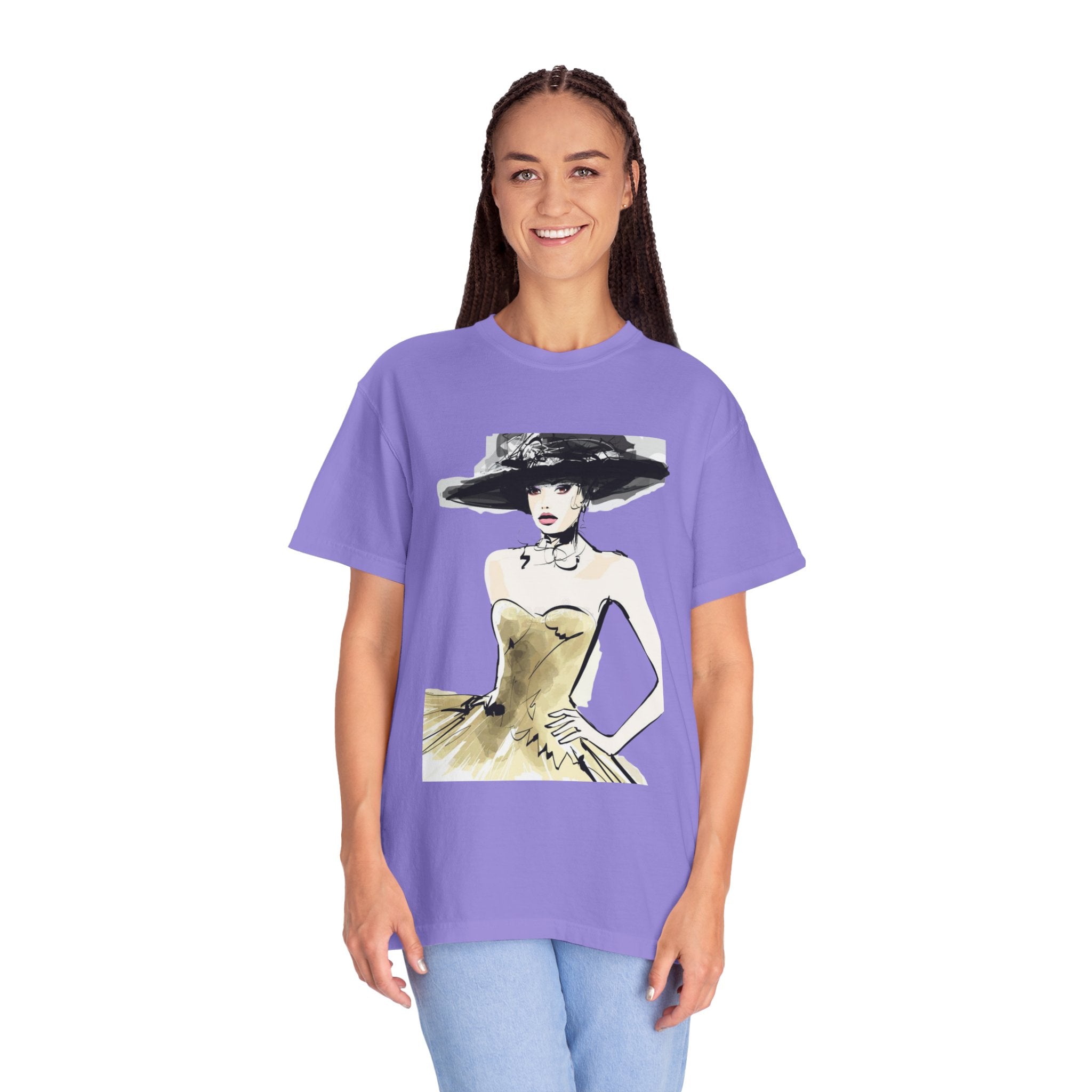 Fashion Illustration Tee — Vintage Chic Lady Graphic T-Shirt - Creations by Chris and Carlos