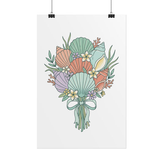 Seashell Bouquet Poster — Pastel Coastal Wall Art - Creations by Chris and Carlos