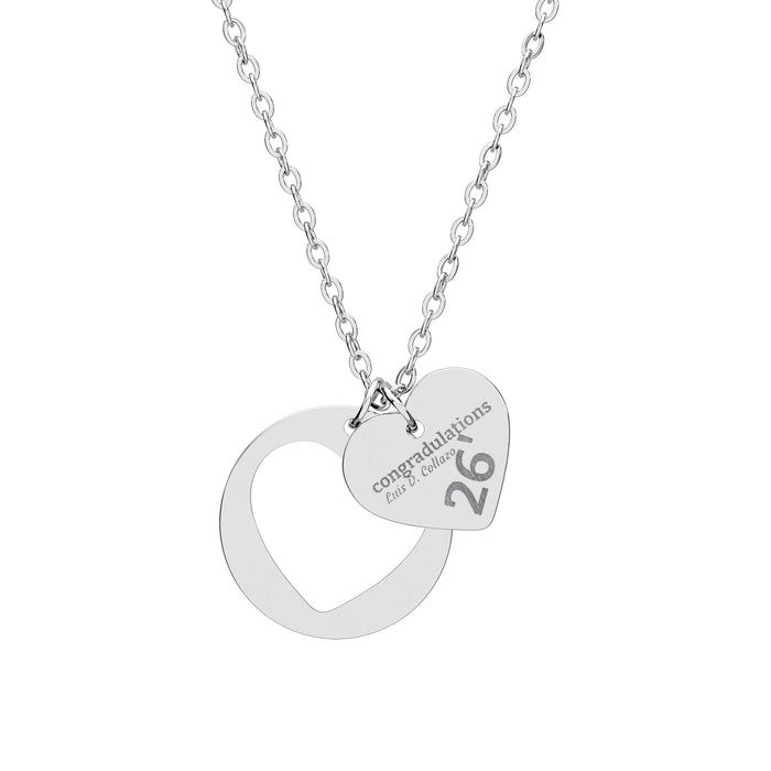 Engravable Heart Cutout Necklace — Graduation 2026 Personalized Initial & Date Pendant