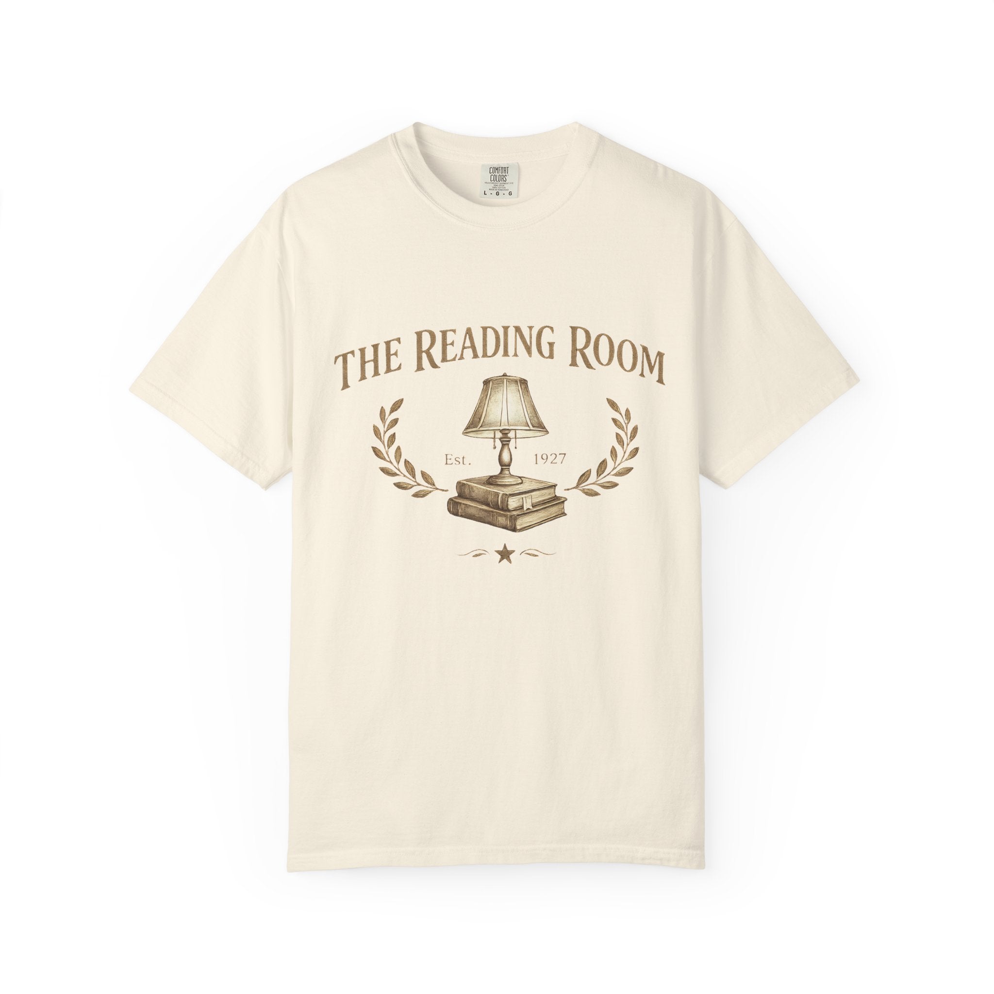 Reading Room T-Shirt — Vintage Lamp & Books Graphic Tee for Book Lovers - Creations by Chris and Carlos