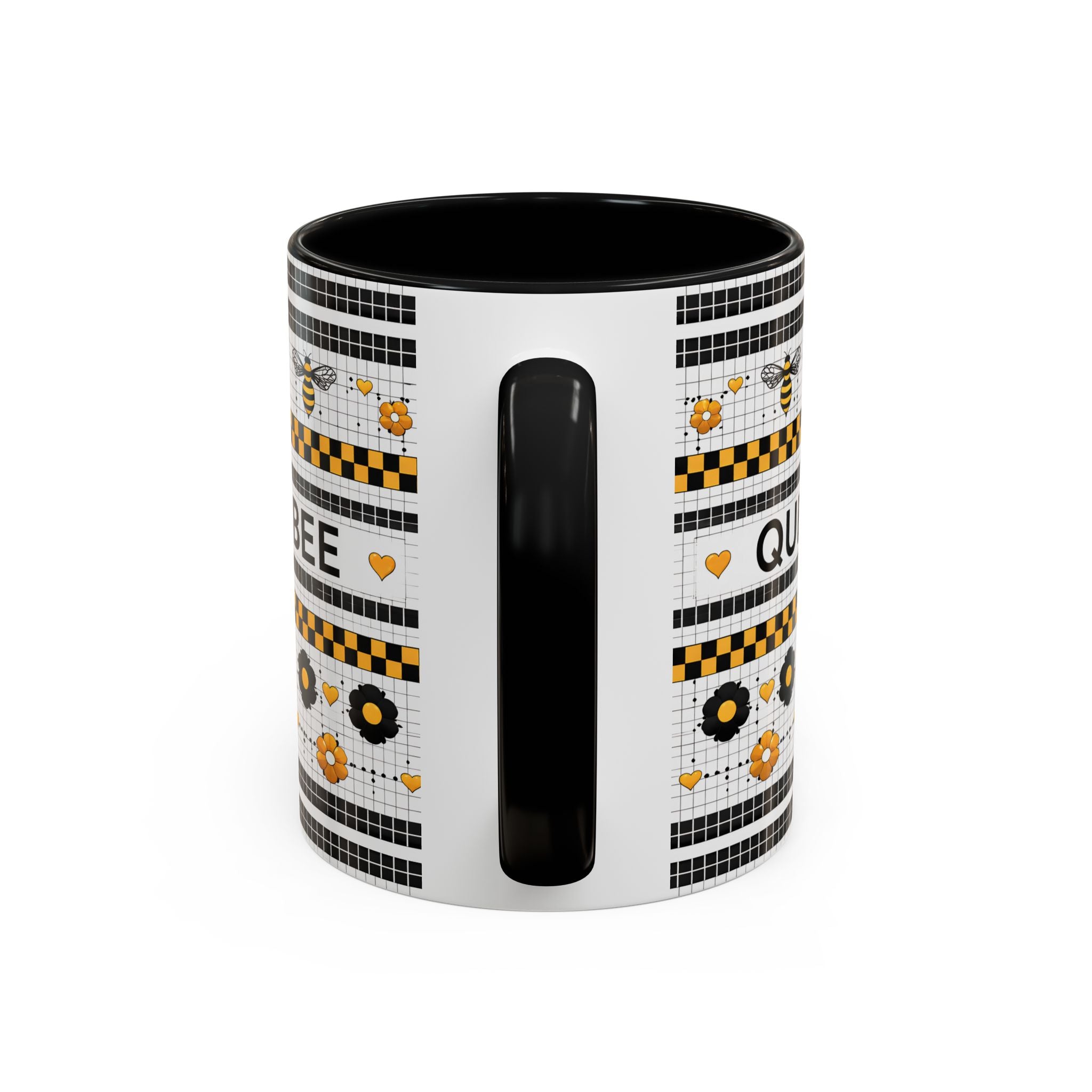 Queen Bee Coffee Mug — Black & Yellow Floral Accent Mug (11/15oz) - Creations by Chris and Carlos