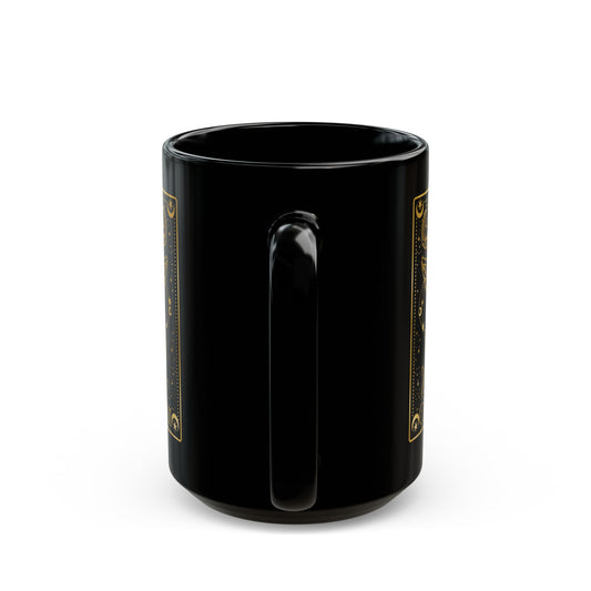 Capricorn Zodiac Black Mug — Gold Astrological Goat Design (11oz & 15oz) - Creations by Chris and Carlos