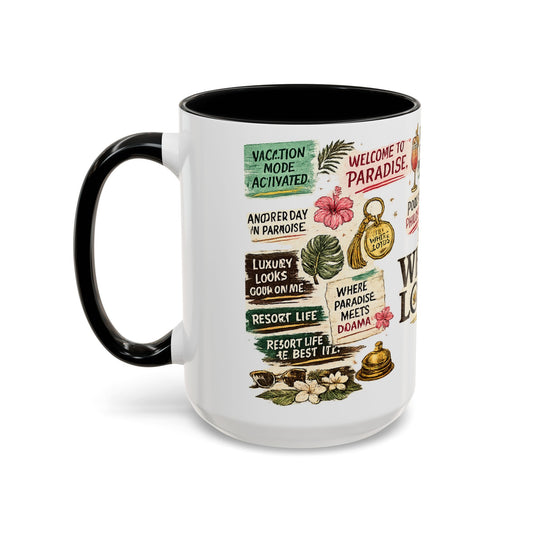 White Lotus Coffee Mug — Tropical Resort Quote Accent Mug - Creations by Chris and Carlos
