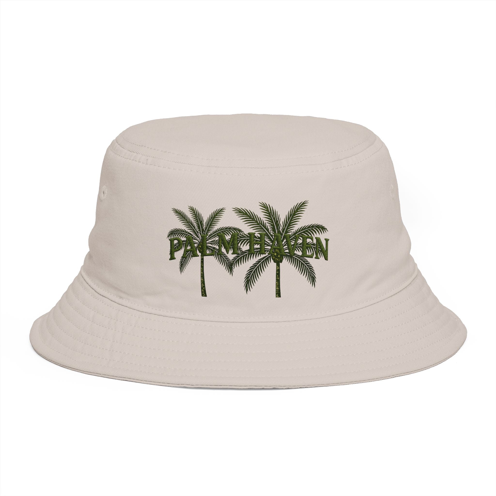 Palm Haven Bucket Hat – Tropical Palm Tree Embroidered Sun Hat - Creations by Chris and Carlos