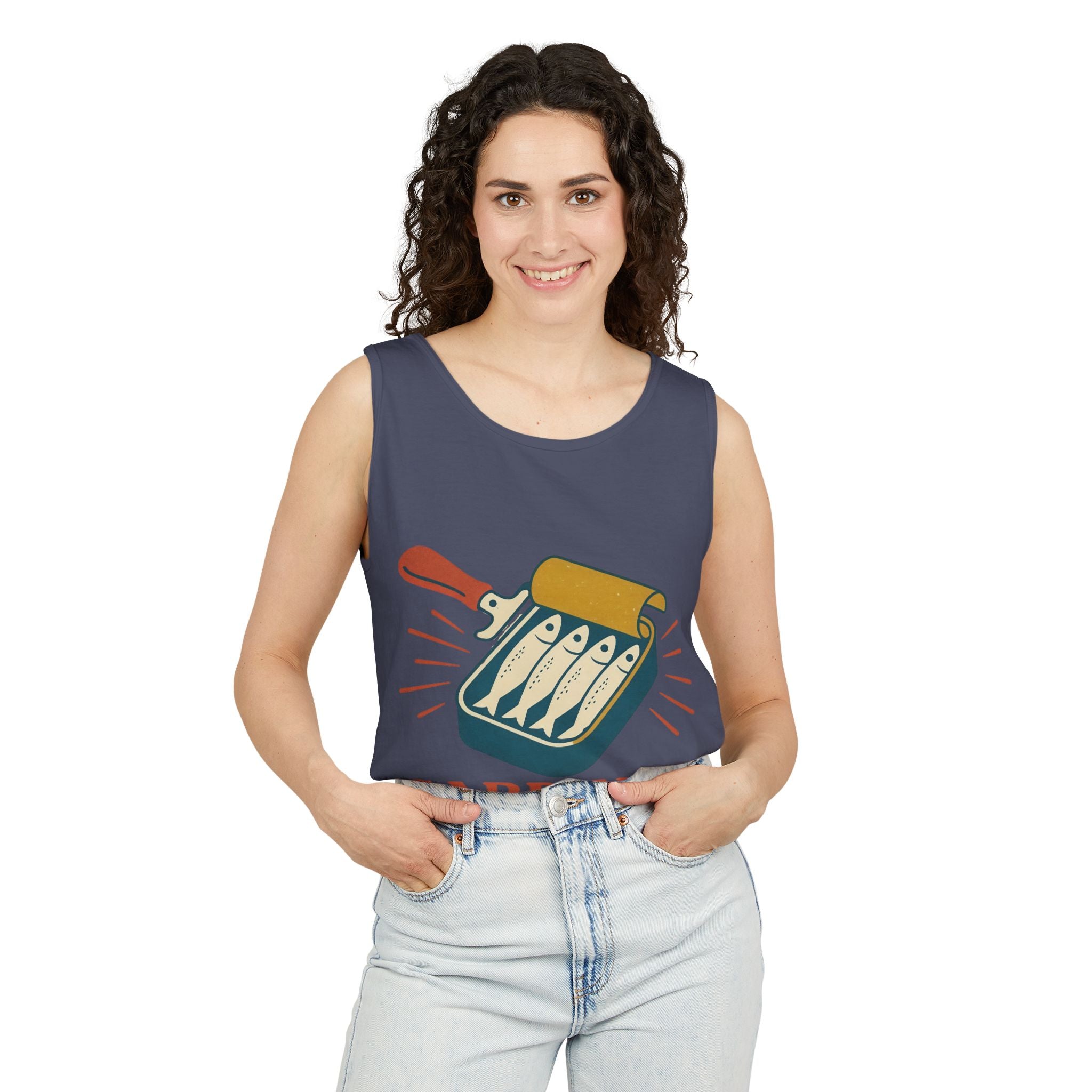 Sardines Graphic Tank Top — Retro Canned Fish Illustration - Creations by Chris and Carlos