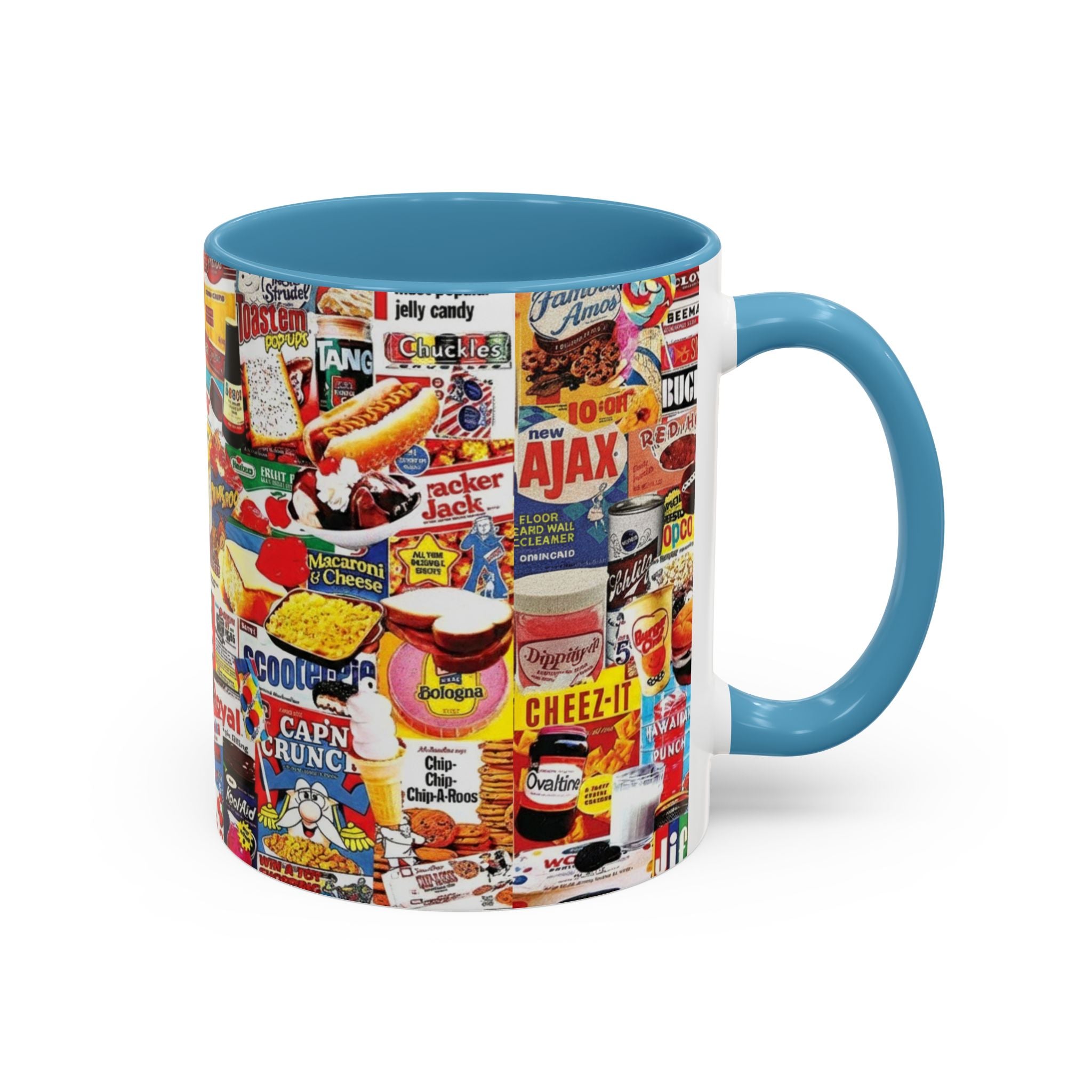 Retro Snack Collage Mug — Vintage Candy & Cereal Packaging Accent Coffee Mug - Creations by Chris and Carlos