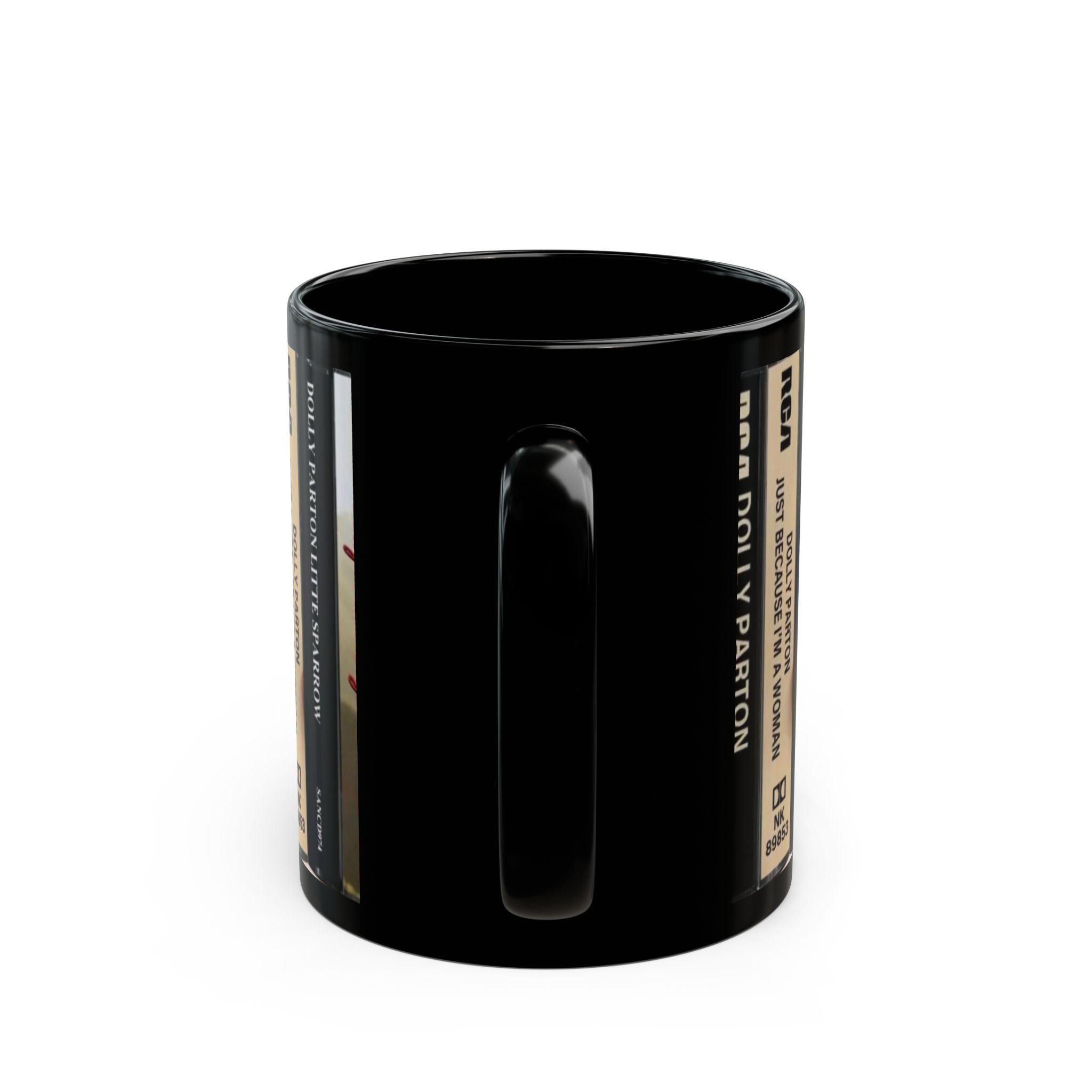Dolly Parton Cassette Tape Spine Black Mug — Retro Music Coffee Cup (11oz/15oz) - Creations by Chris and Carlos