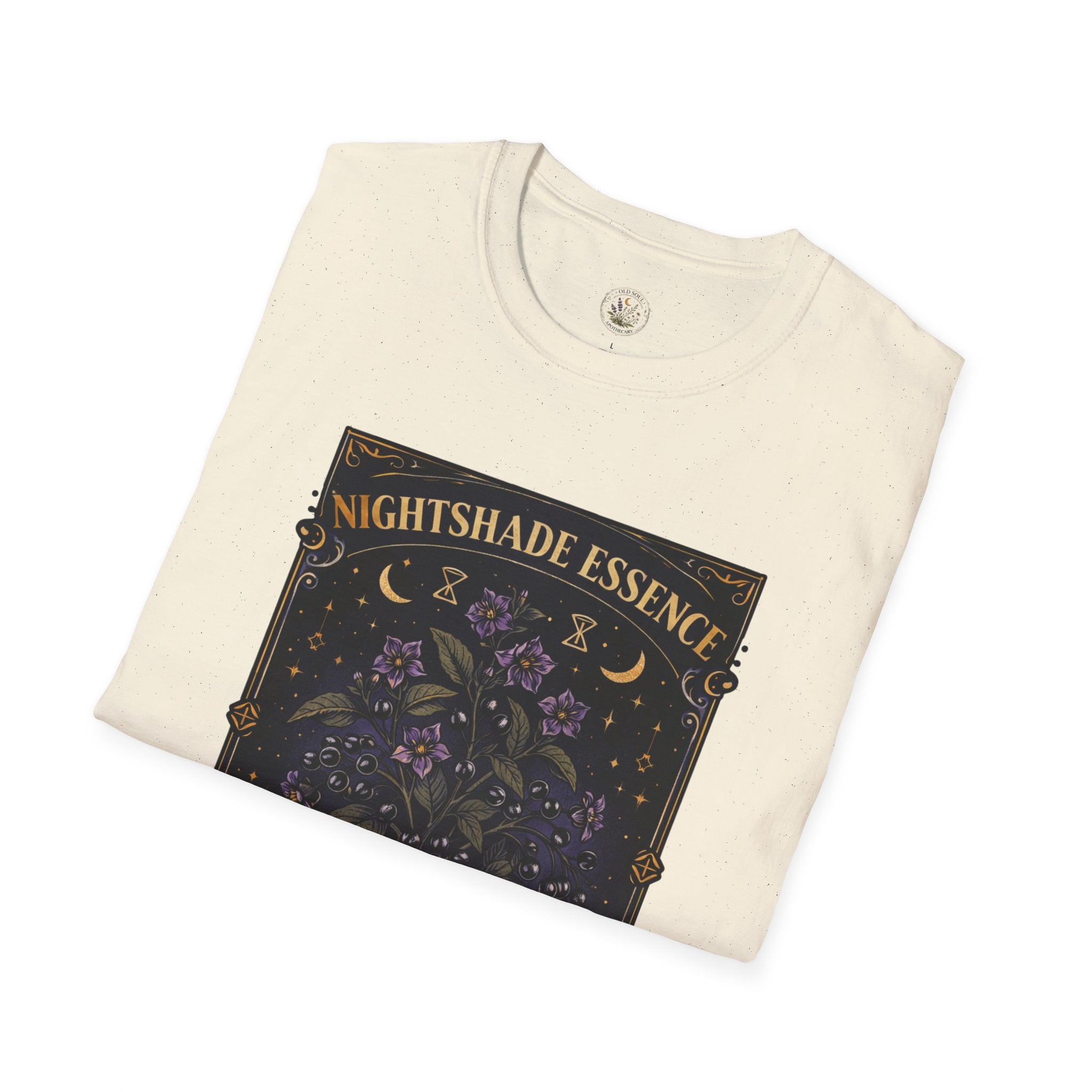Old Soul Apothecary Nightshade Essence T-Shirt — Botanical Moonlight Graphic Tee - Creations by Chris and Carlos