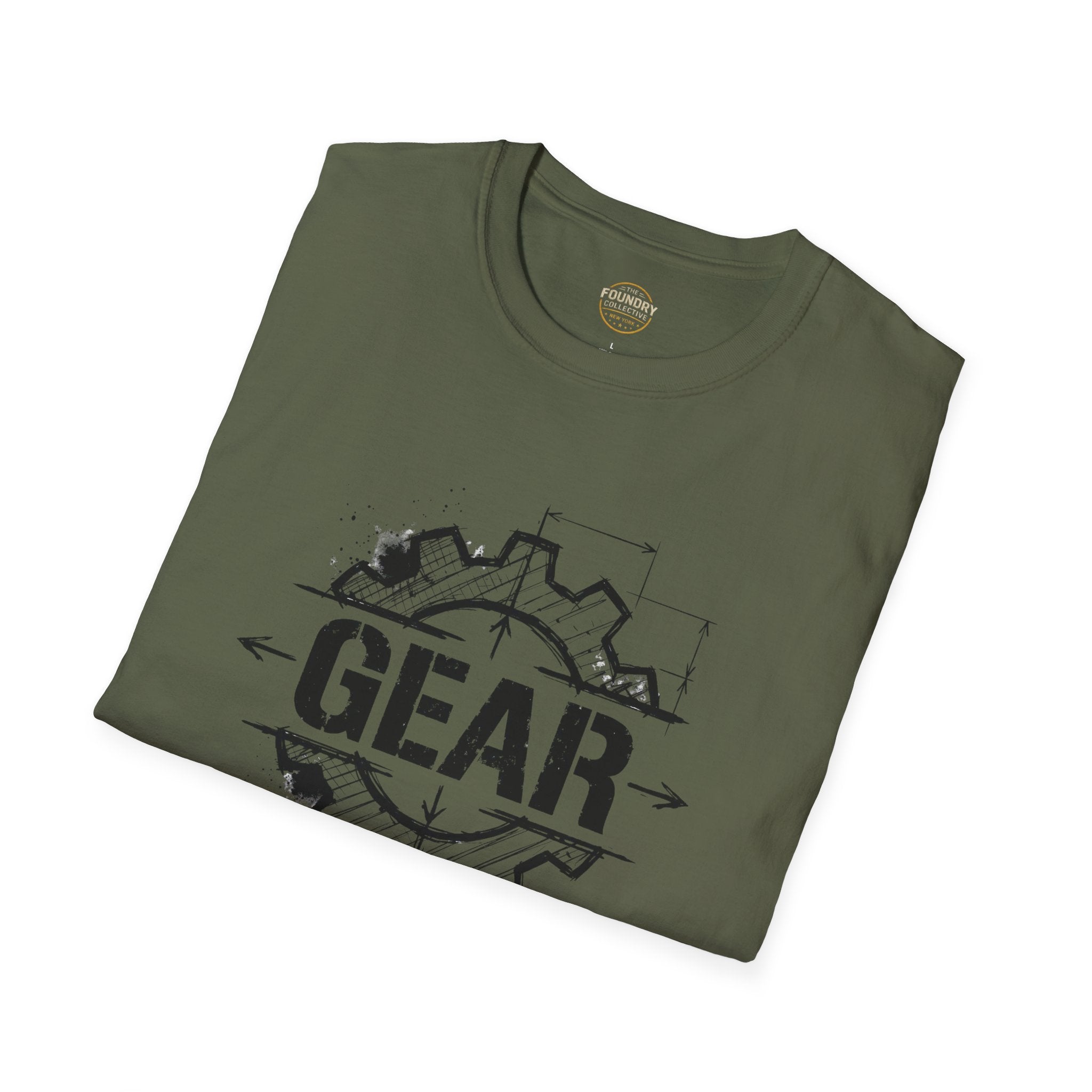 The Foundry Collective Gear Blueprint T-Shirt — Mechanical Engineering Sketch Tee - Creations by Chris and Carlos