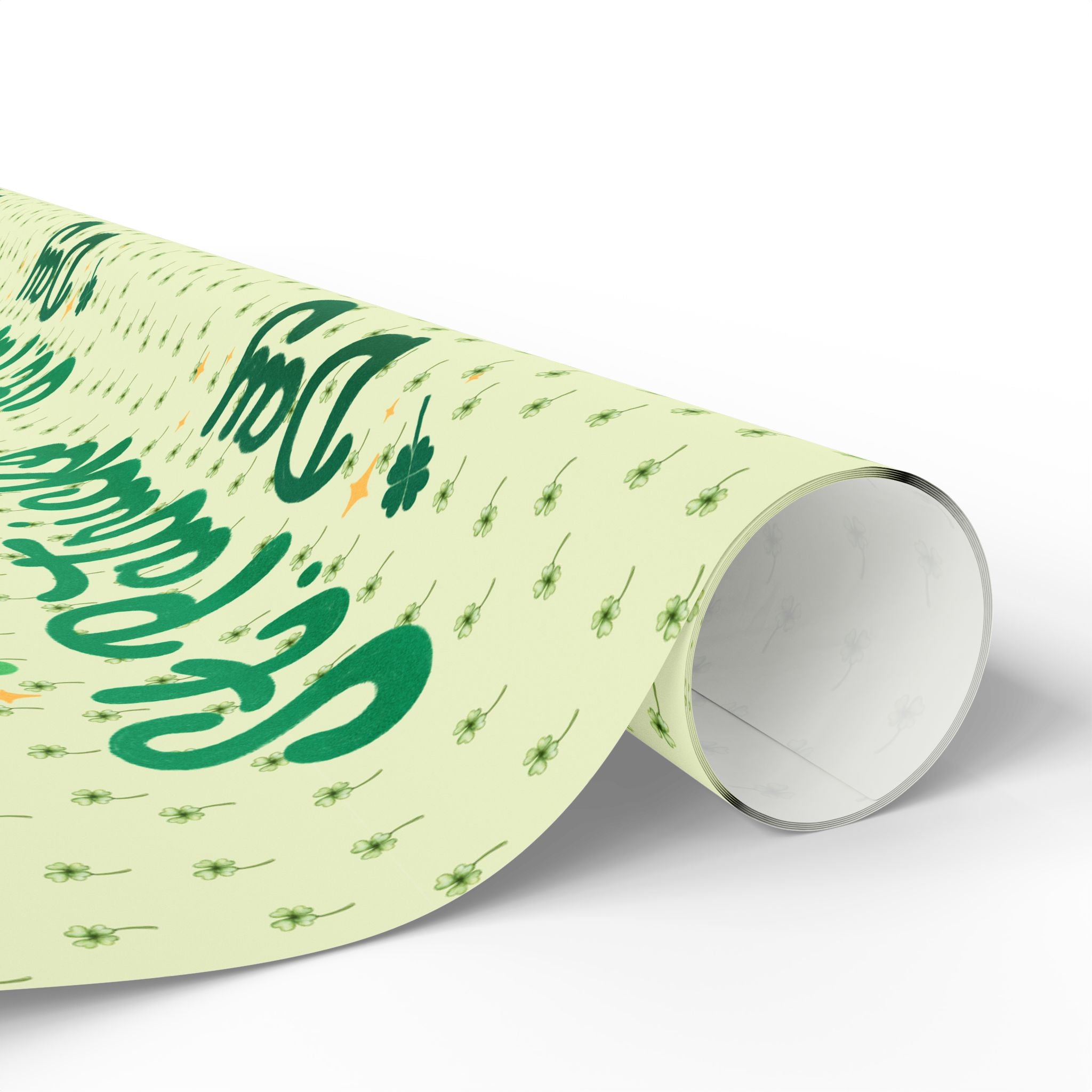 Wrapping Paper Roll — 'Happy St. Patrick's Day' Green Script Pattern - Creations by Chris and Carlos