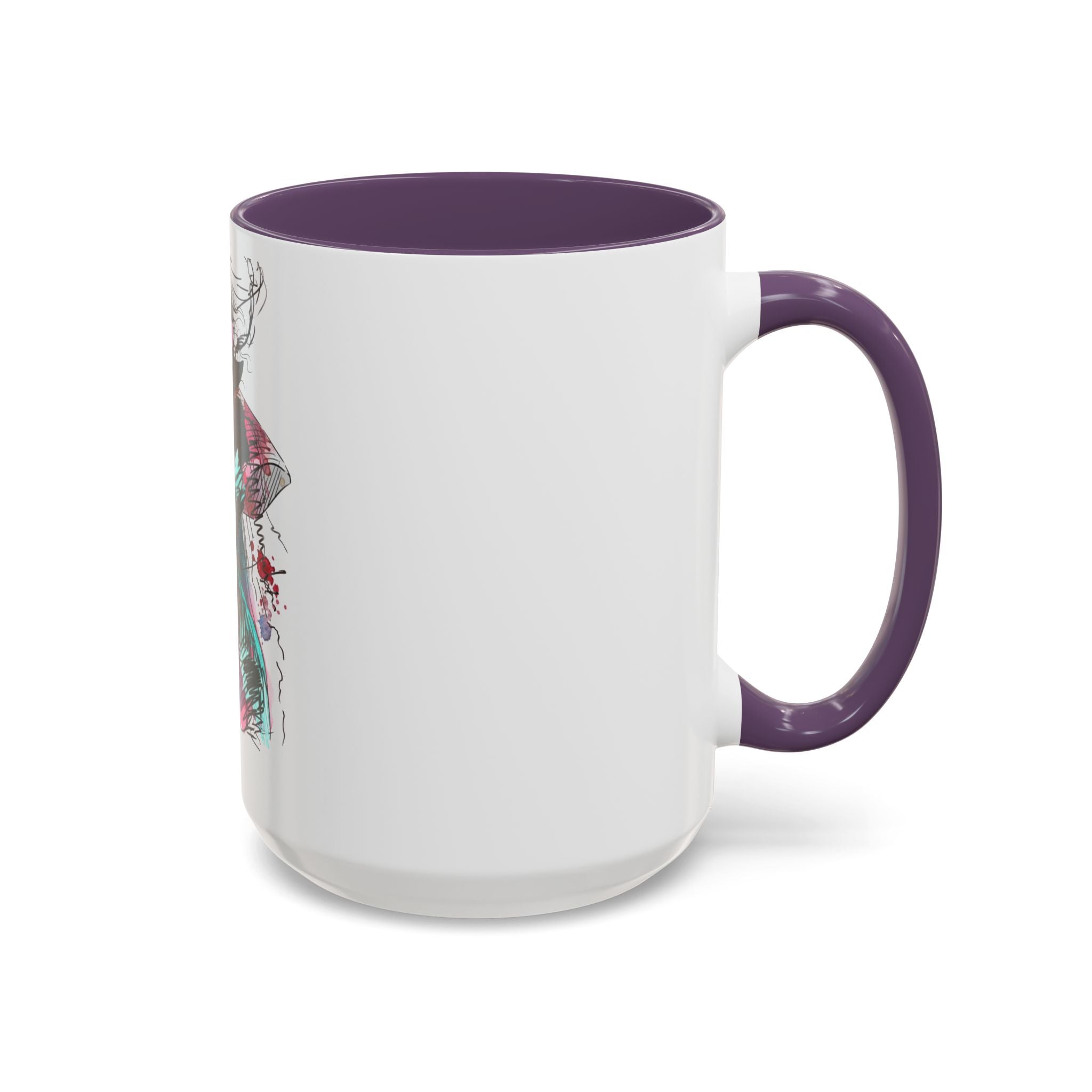 Abstract Floral Silhouette Accent Coffee Mug — Watercolor Woman Art (11/15oz) - Creations by Chris and Carlos