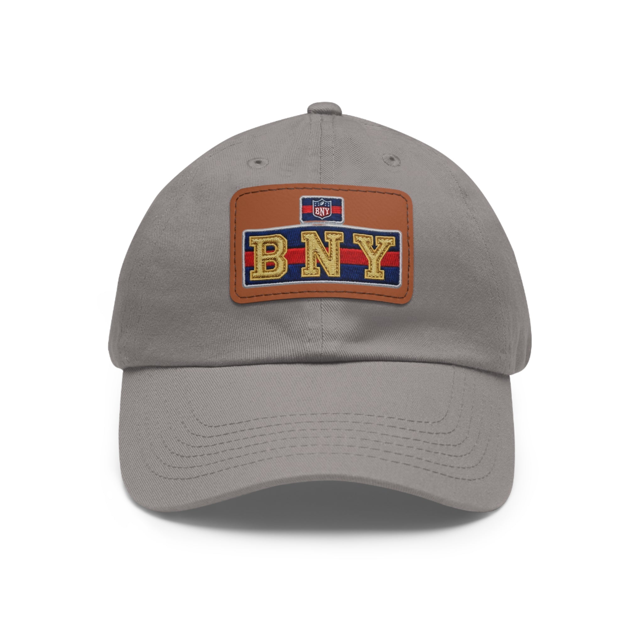 BNY Leather Patch Dad Hat – Vintage Varsity Baseball Cap - Creations by Chris and Carlos