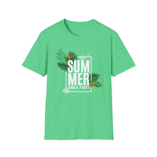 Summer Beach Party T-Shirt — Tropical Palm Leaves Graphic Tee - Creations by Chris and Carlos