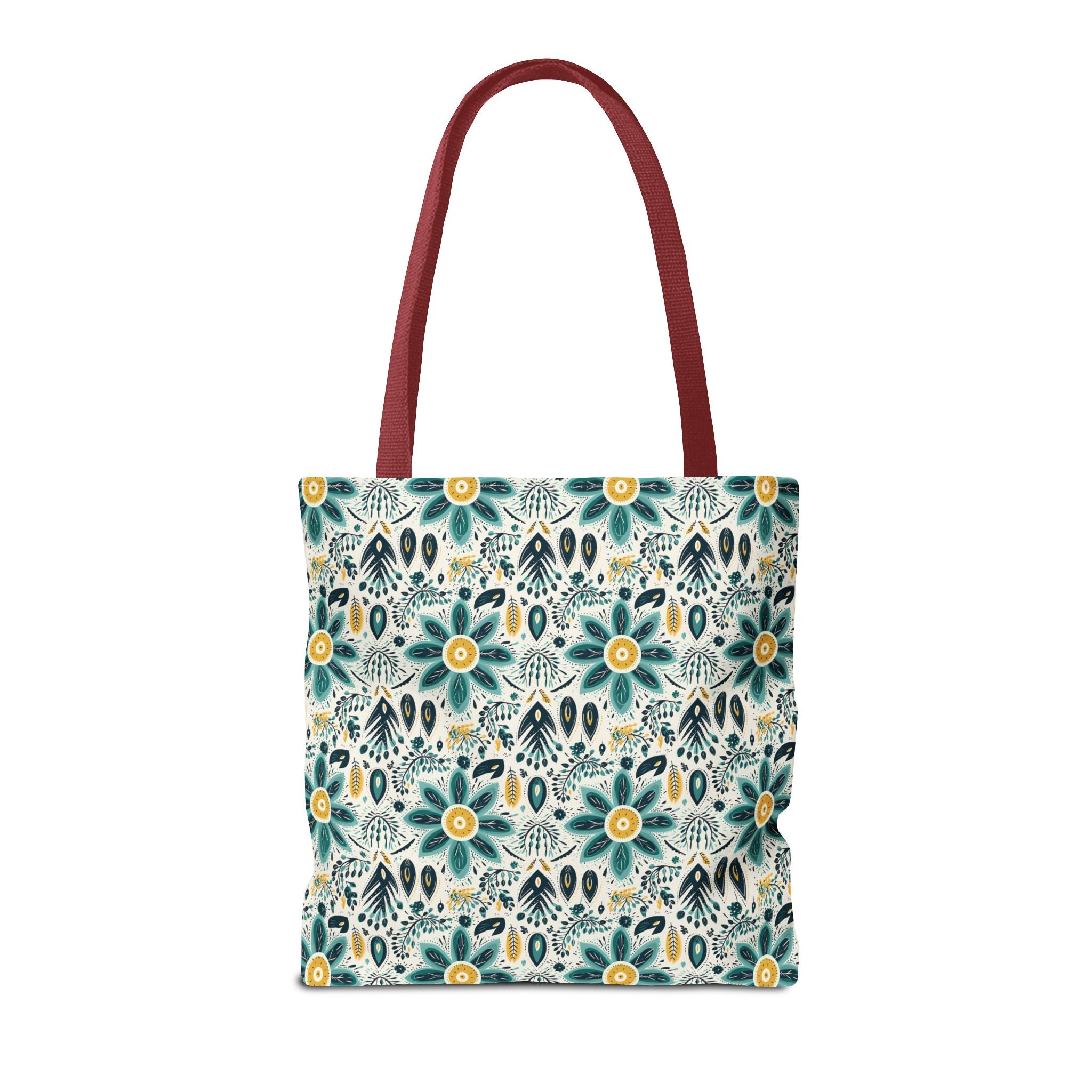 Sol y Alegría (Sun and Joy) Collection- Cactus Succulent Pattern Microfiber Blanket Soft Velveteen Throw for Home & Garden Lovers Floral Folk Art Tote Bag — Teal & Mustard All-Over Print - Creations by Chris and Carlos
