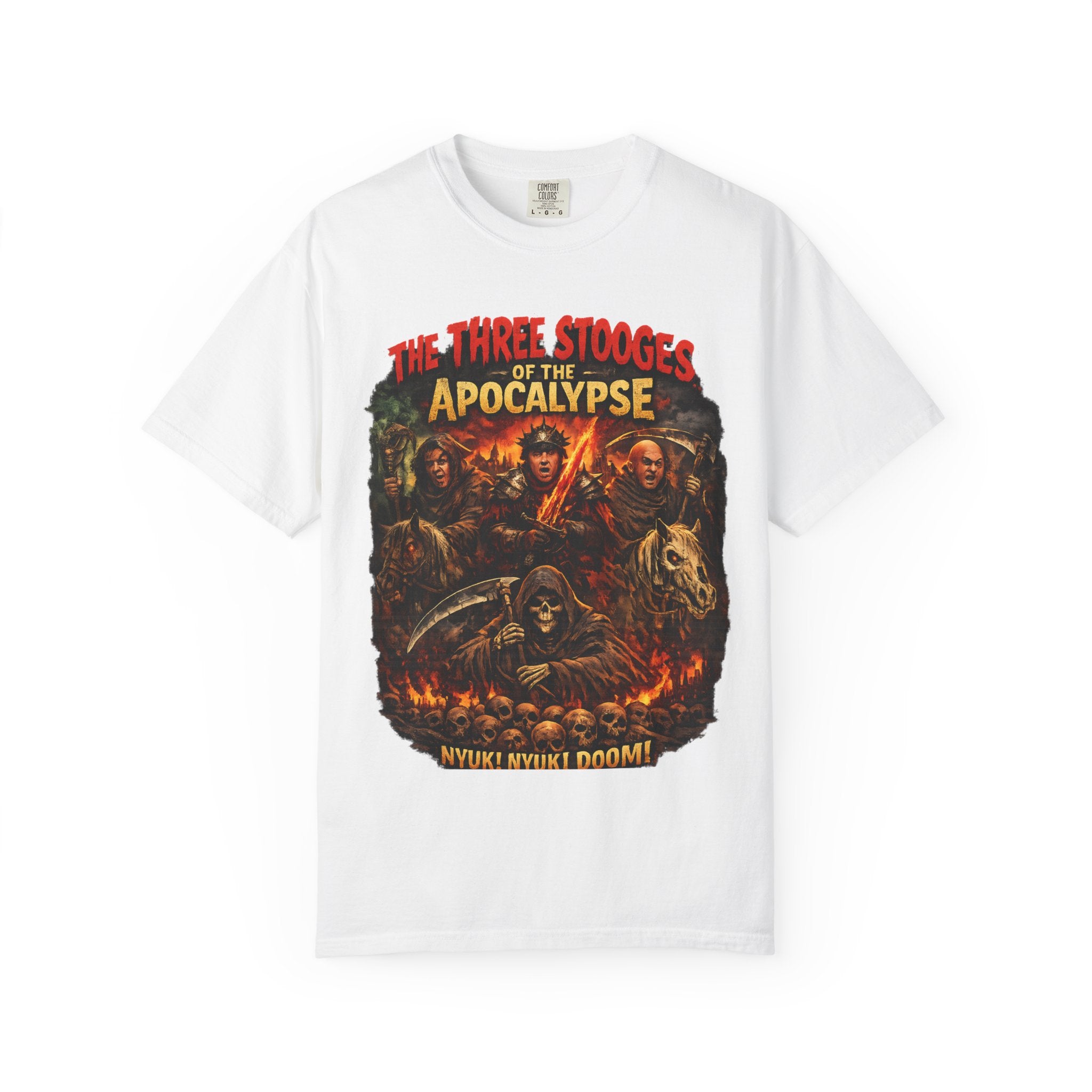 Apocalypse Comedy T-Shirt — "The Three Stooges of the Apocalypse" Graphic Tee - Creations by Chris and Carlos