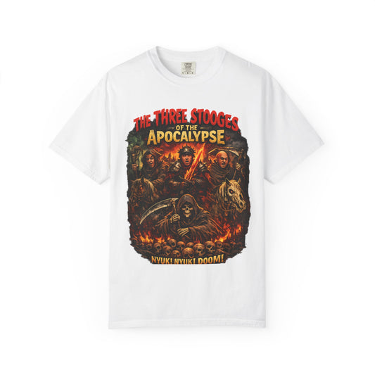Apocalypse Comedy T-Shirt — "The Three Stooges of the Apocalypse" Graphic Tee - Creations by Chris and Carlos