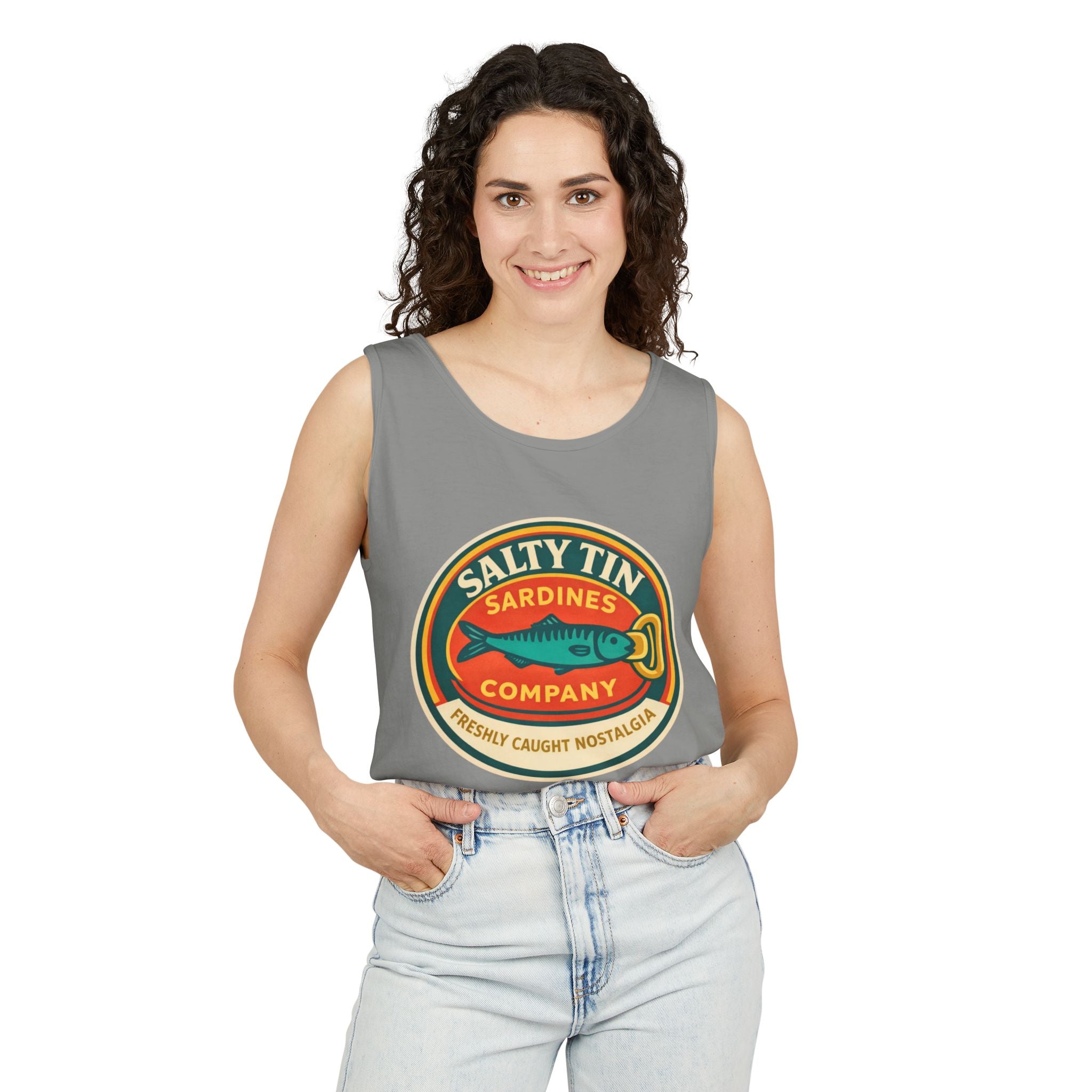Salty Tin Sardines Vintage Logo Tank Top - Creations by Chris and Carlos