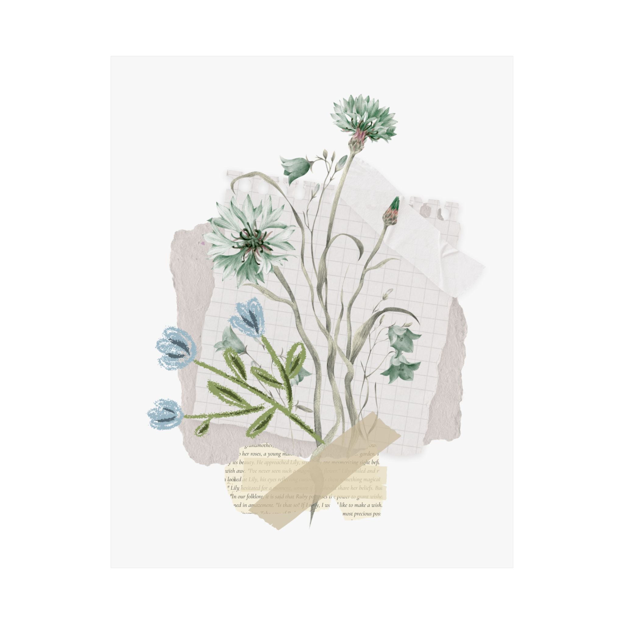 Briarwood Garden Botanical Collage Matte Poster — Vintage Wildflower Art Print (Vertical) - Creations by Chris and Carlos
