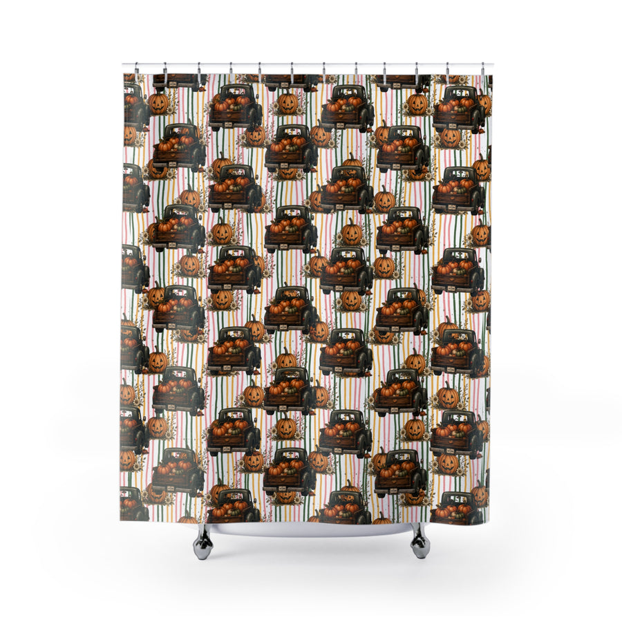 Pumpkin Truck Shower Curtain – Old Soul Halloween Hollow™ | Pumpkin Hollow