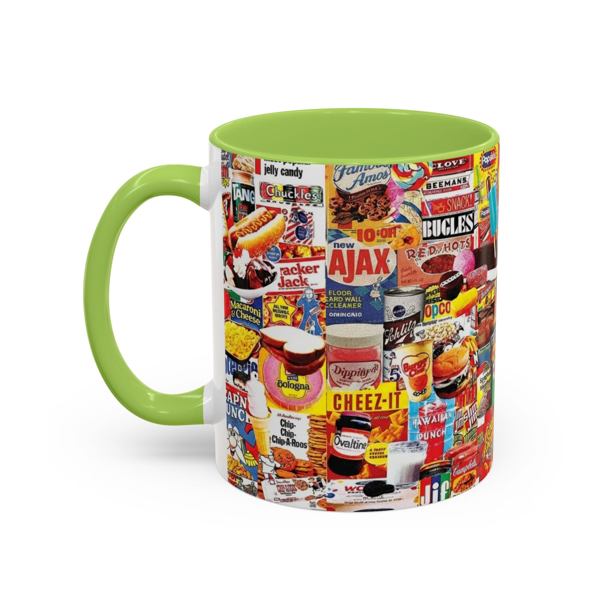 Retro Snack Collage Mug — Vintage Candy & Cereal Packaging Accent Coffee Mug - Creations by Chris and Carlos
