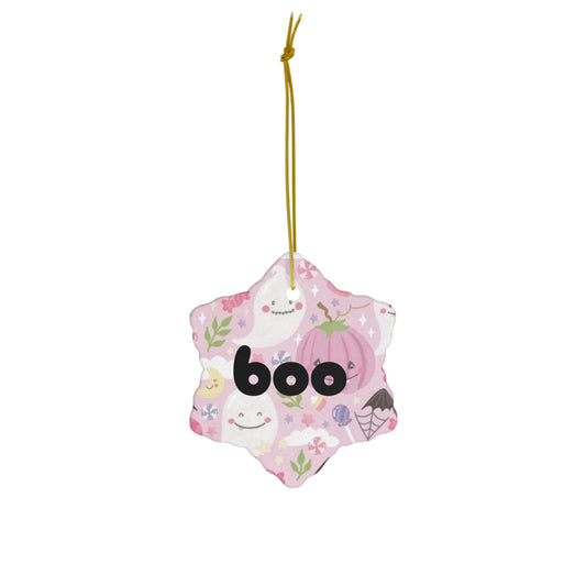 Halloween Pink Ghosts- boo Ceramic Ornament, 4 Shapes - Creations by Chris and Carlos