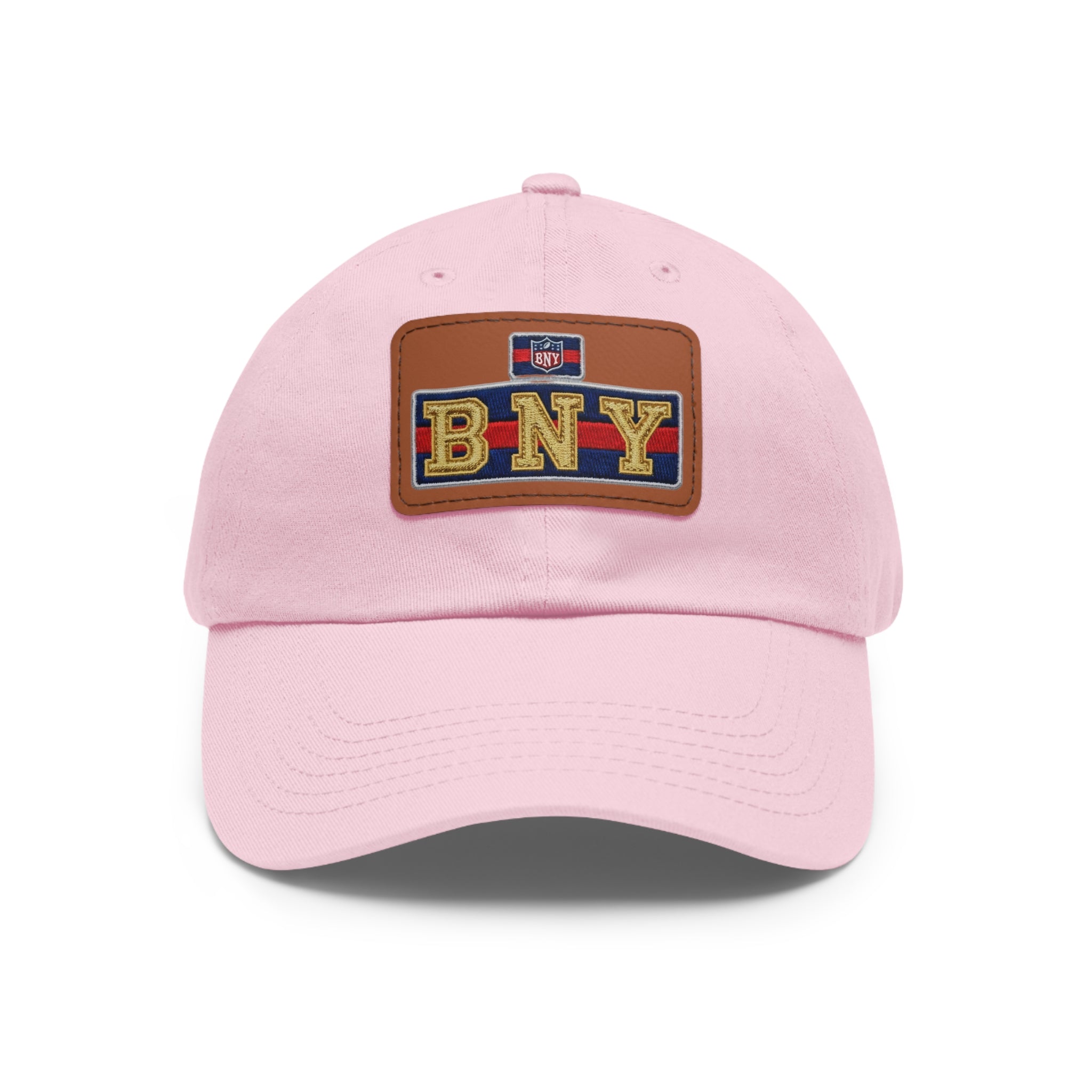 BNY Leather Patch Dad Hat – Vintage Varsity Baseball Cap - Creations by Chris and Carlos