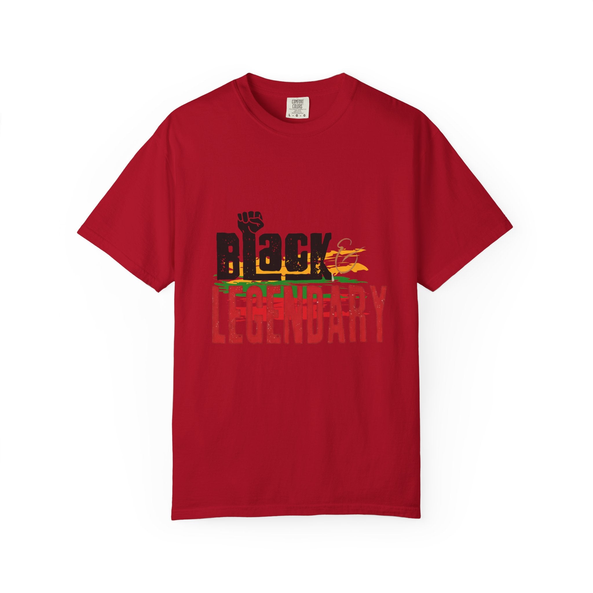 Black History Month- Legendary T‑Shirt "Black Is Legendary" Graphic Tee (Pan-African Colors) - Creations by Chris and Carlos