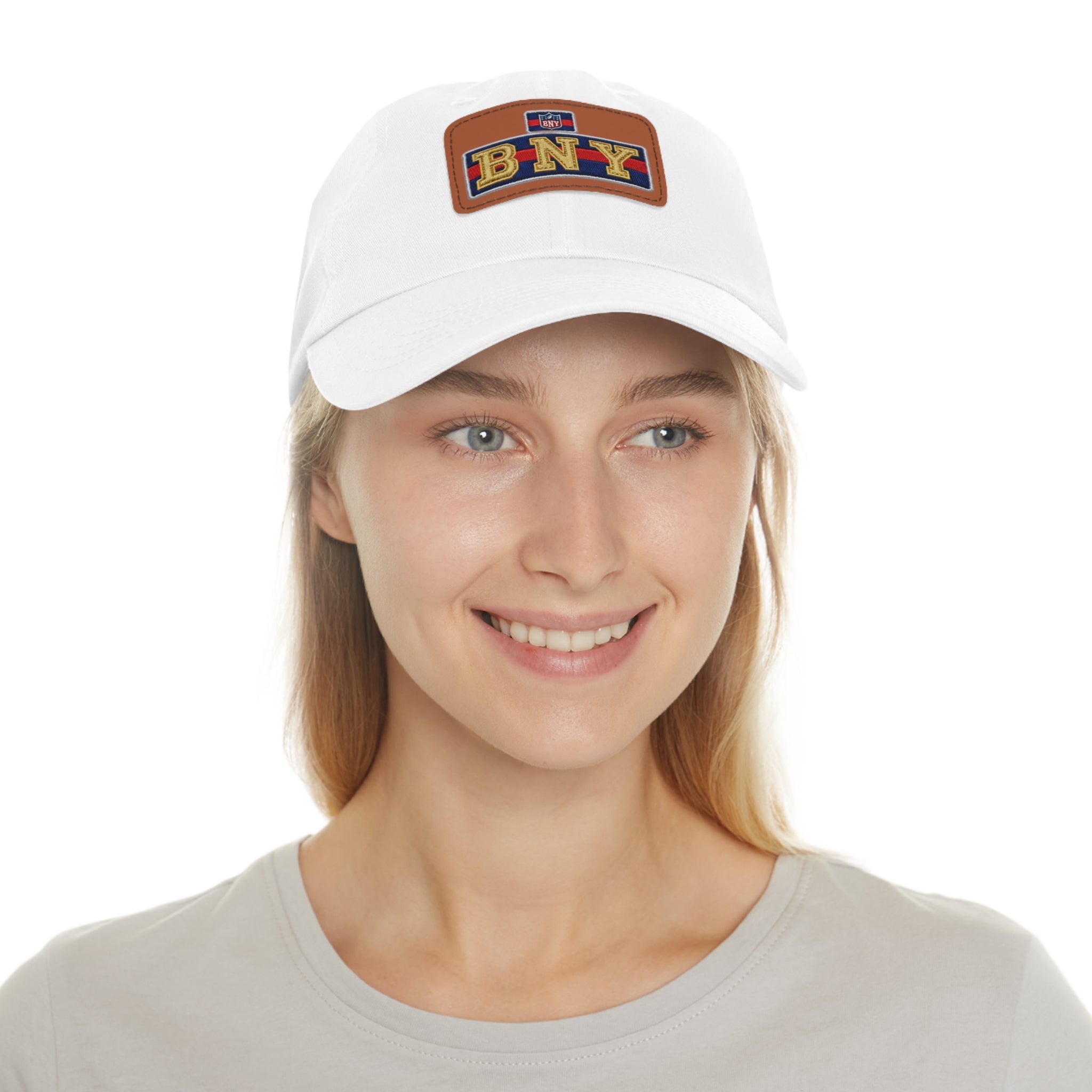 BNY Leather Patch Dad Hat – Vintage Varsity Baseball Cap - Creations by Chris and Carlos