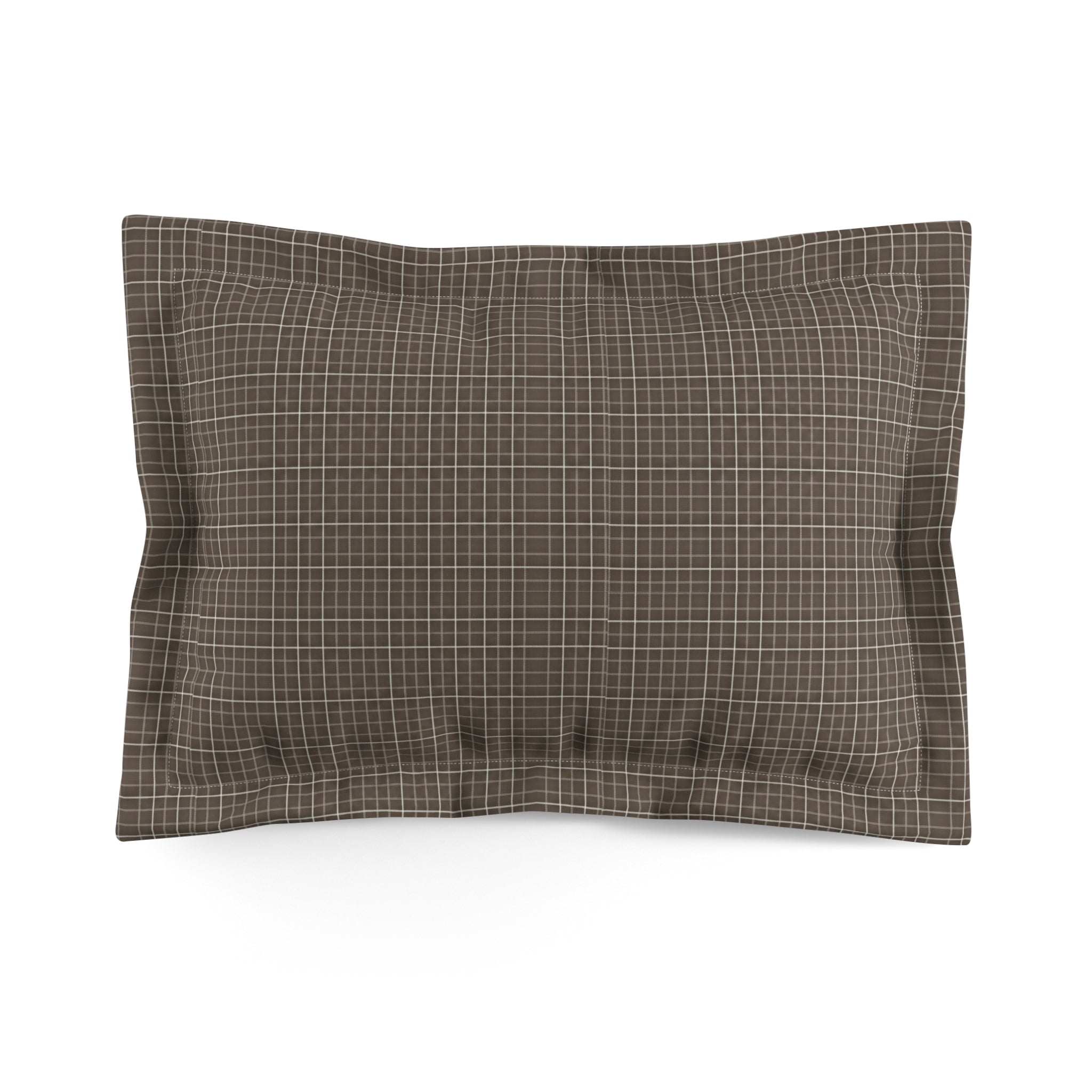 Briarwood Garden Brown Grid Microfiber Pillow Sham — Plaid Decorative Pillowcase for Cozy Farmhouse & Rustic Bedroom - Creations by Chris and Carlos