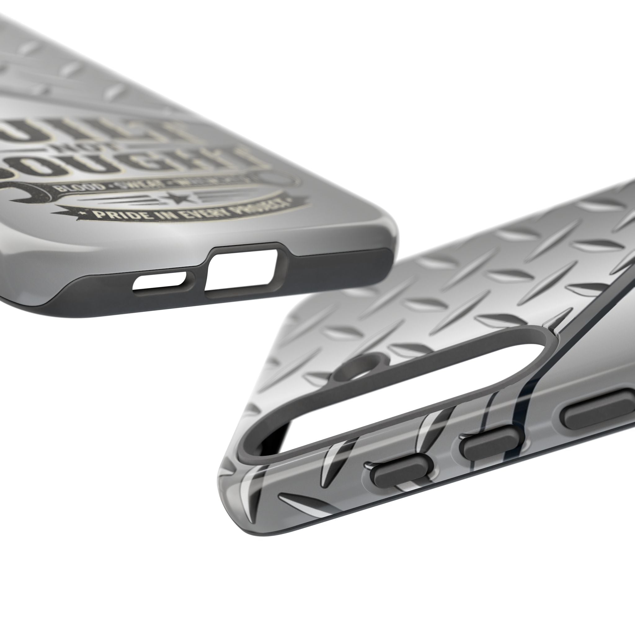 Built Not Bought Metal Diamond-Plate Phone Case — Rugged Tool Lover Gift - Creations by Chris and Carlos