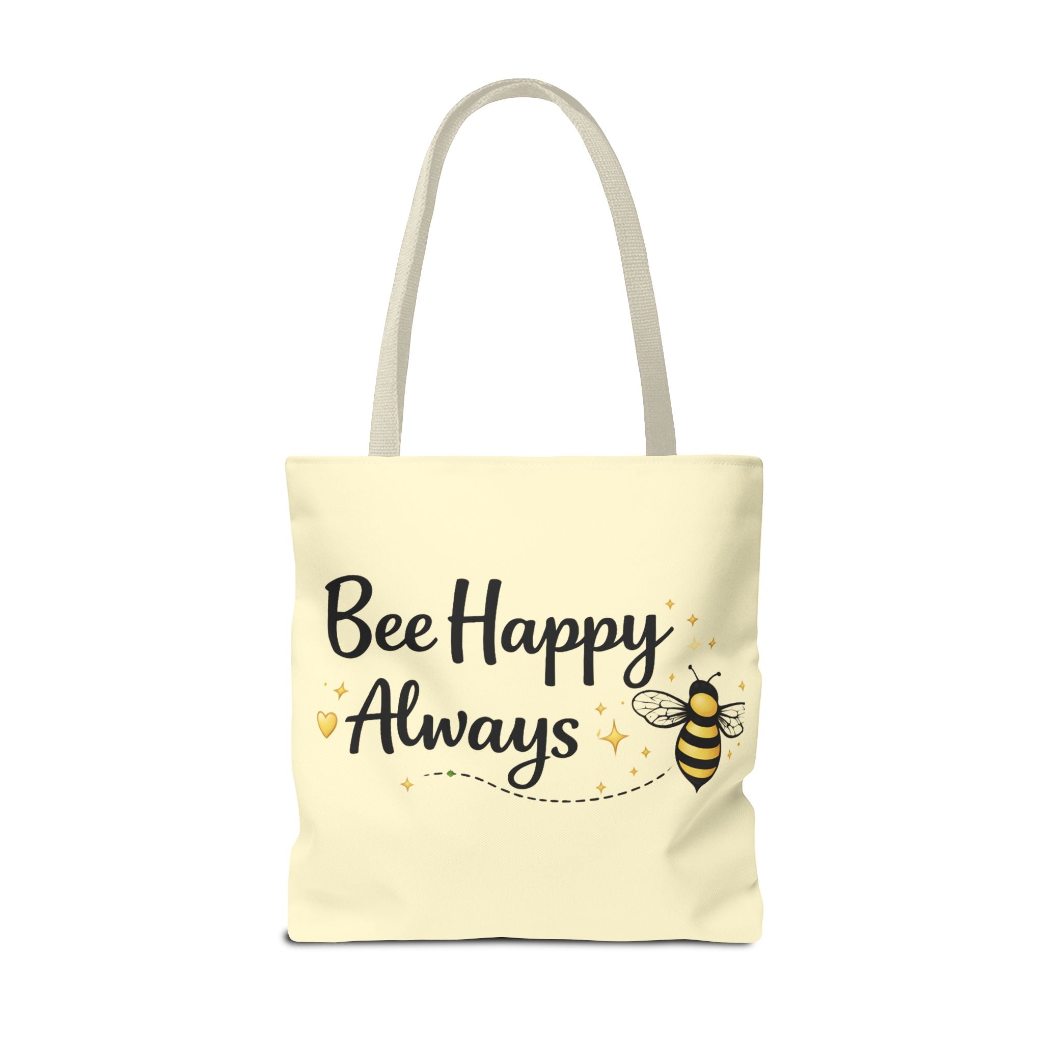 Bee Happy Always Tote Bag — Cute Inspirational Bee Canvas Shopper - Creations by Chris and Carlos