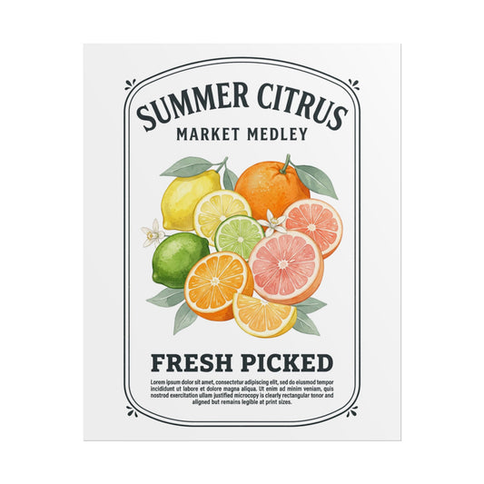 Summer Citrus Poster - Fresh Picked Market Medley Wall Art - Creations by Chris and Carlos