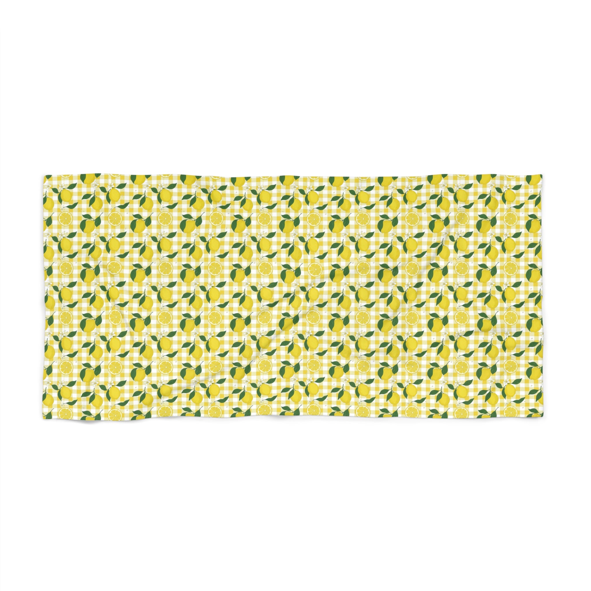 Lemon Grove Beach Towel - Bright Citrus Pattern, Summer Pool & Beach Towel - Creations by Chris and Carlos