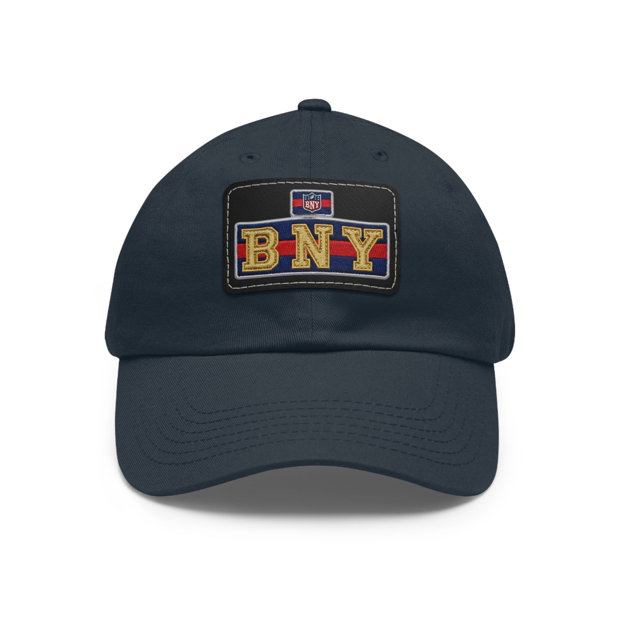 BNY Leather Patch Dad Hat – Vintage Varsity Baseball Cap - Creations by Chris and Carlos