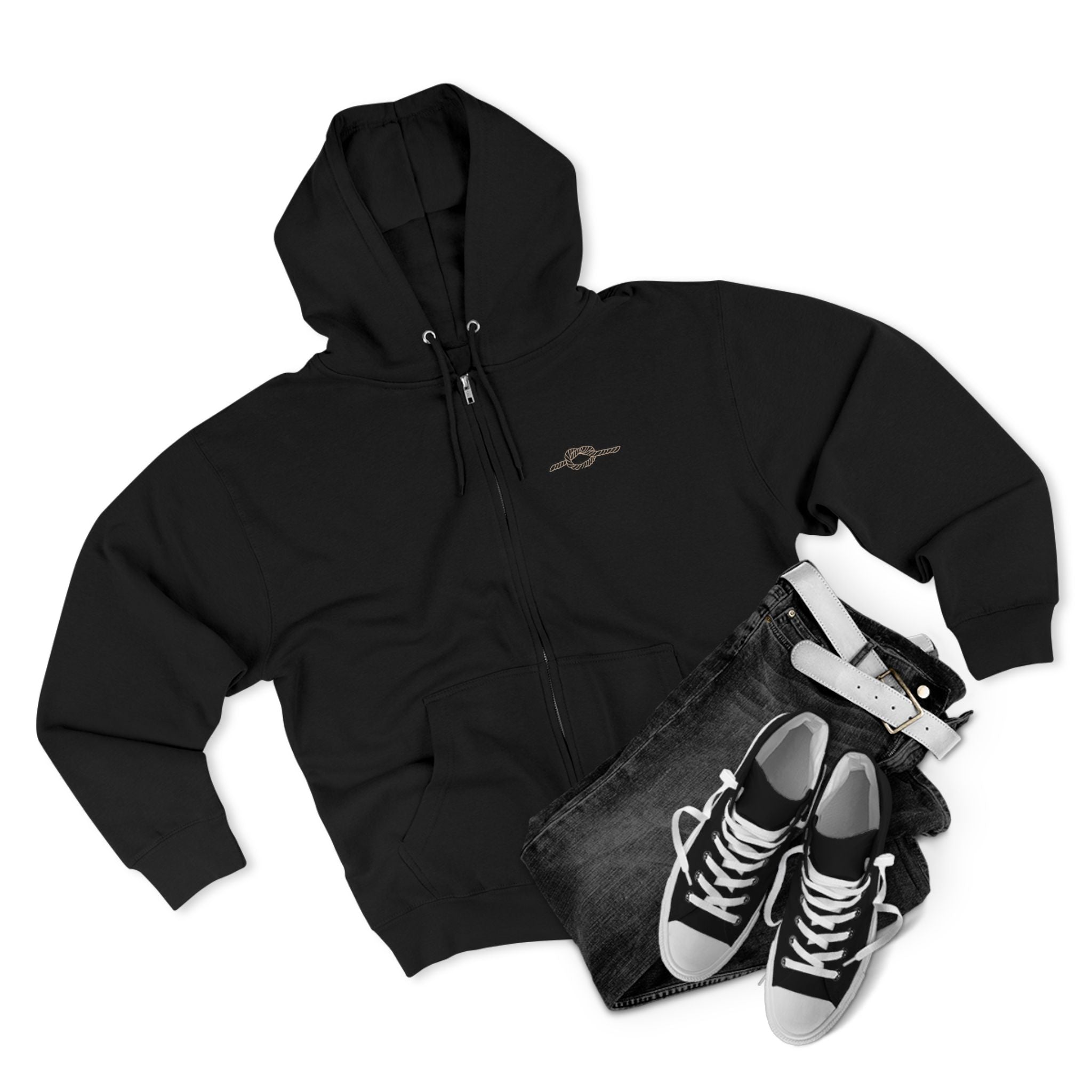 Y KNOT U Rope Knot Anchor Zip Hoodie — Nautical Graphic Unisex Zip-Up - Creations by Chris and Carlos