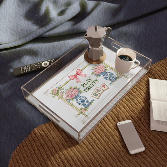 Play Pretty Acrylic Serving Tray — Floral Mahjong Vanity Tray - Creations by Chris and Carlos