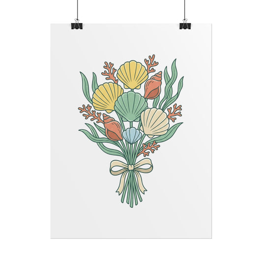 Seashell Bouquet Poster — Coastal Floral Wall Art Print - Creations by Chris and Carlos