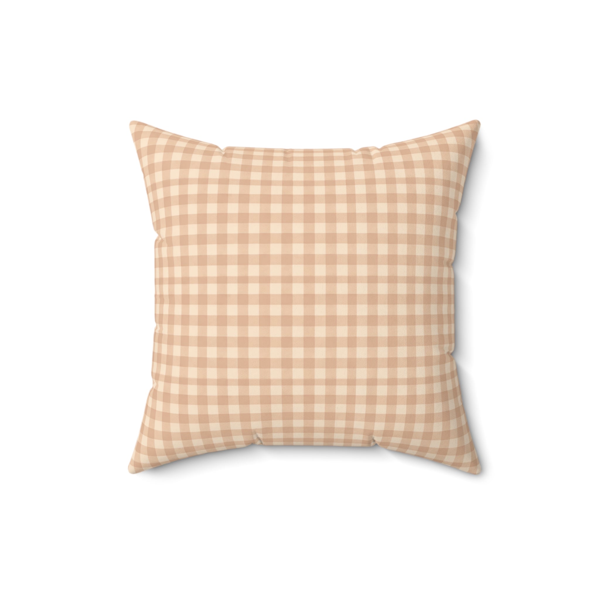 Gingham Faux Suede Square Pillow — Light Blush Check Decorative Throw Pillow - Creations by Chris and Carlos