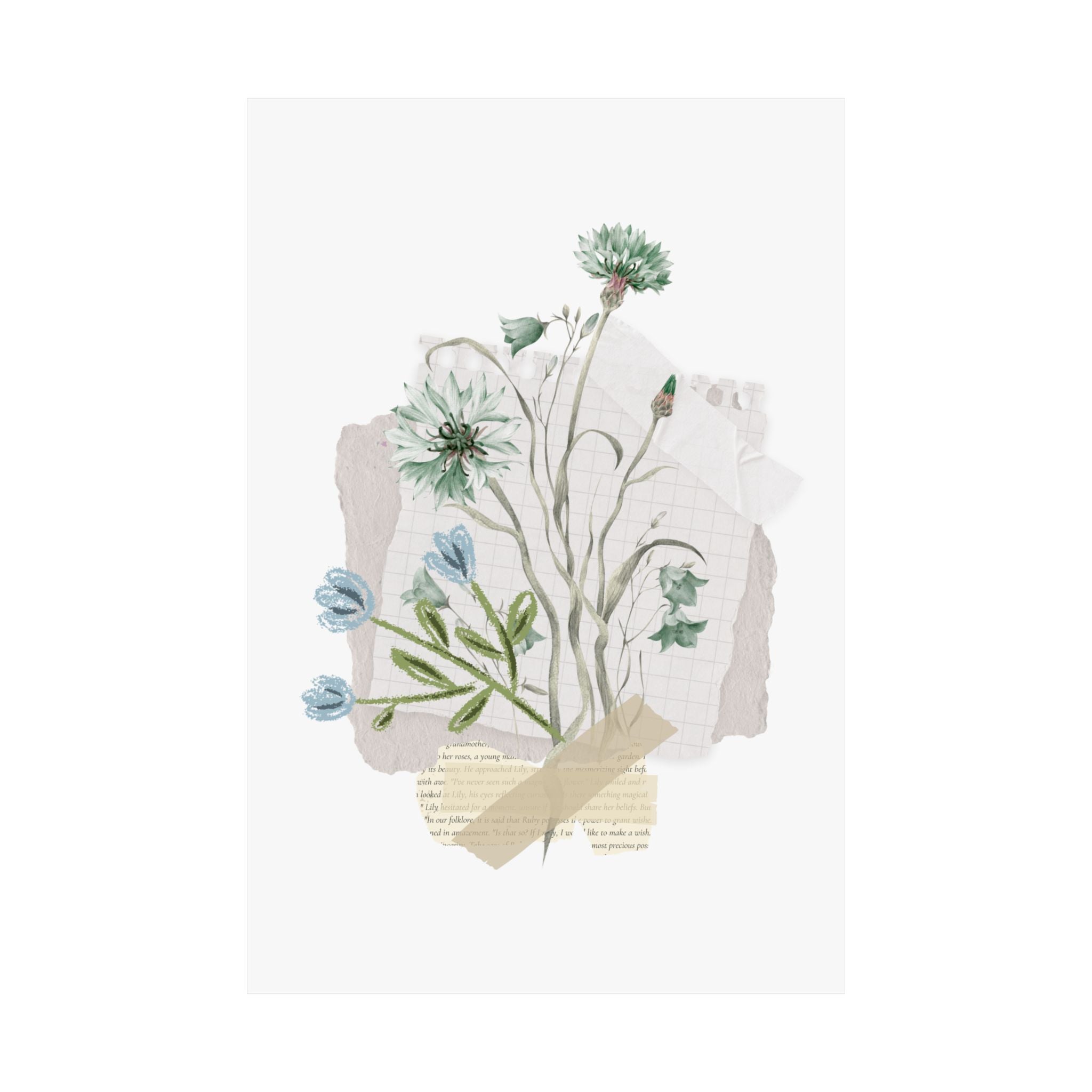 Briarwood Garden Botanical Collage Matte Poster — Vintage Wildflower Art Print (Vertical) - Creations by Chris and Carlos